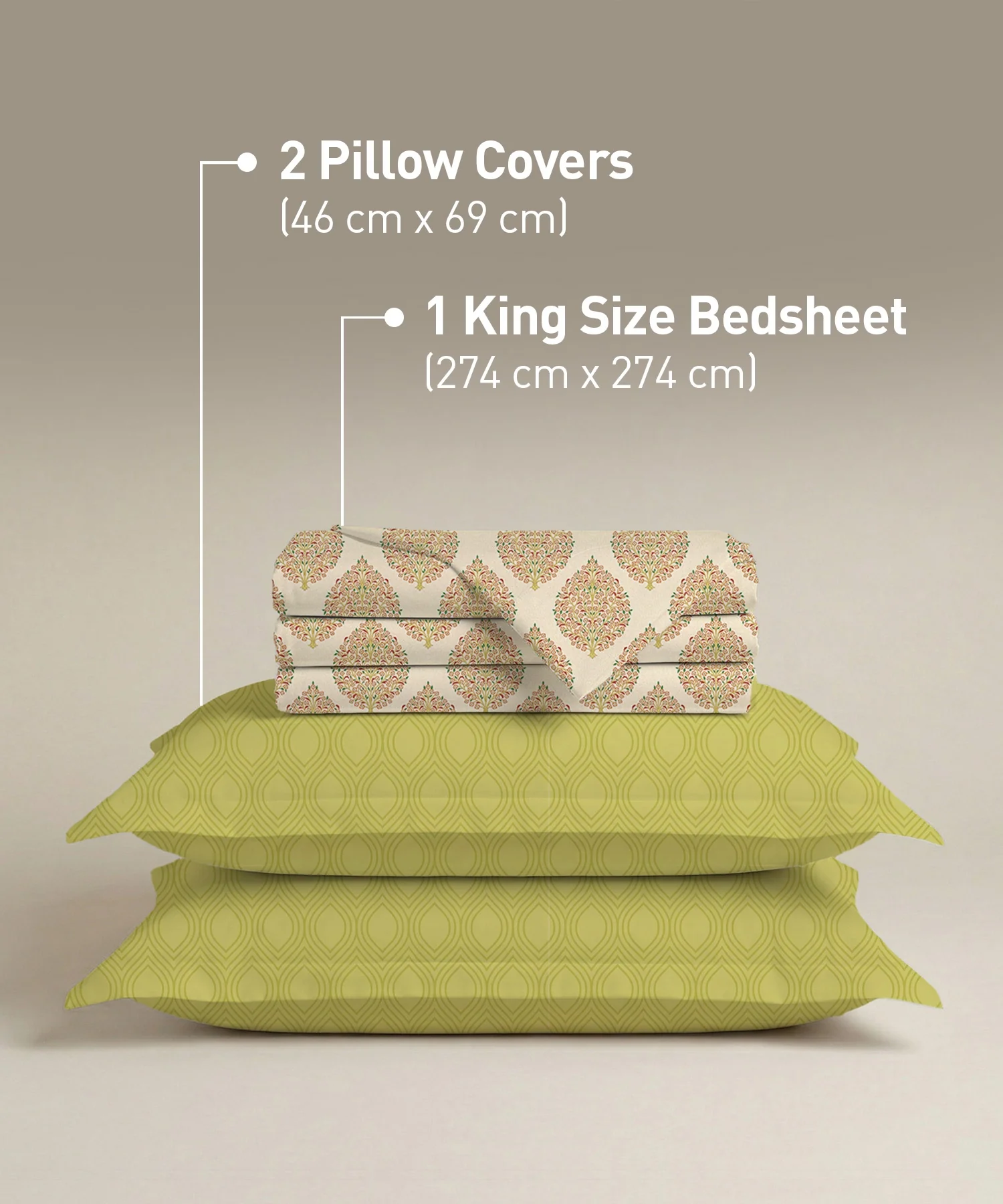 Soft Comfort King Bedsheet Set, Soft Paisley | 200 TC Cotton|2 Pillow Covers - Image 4