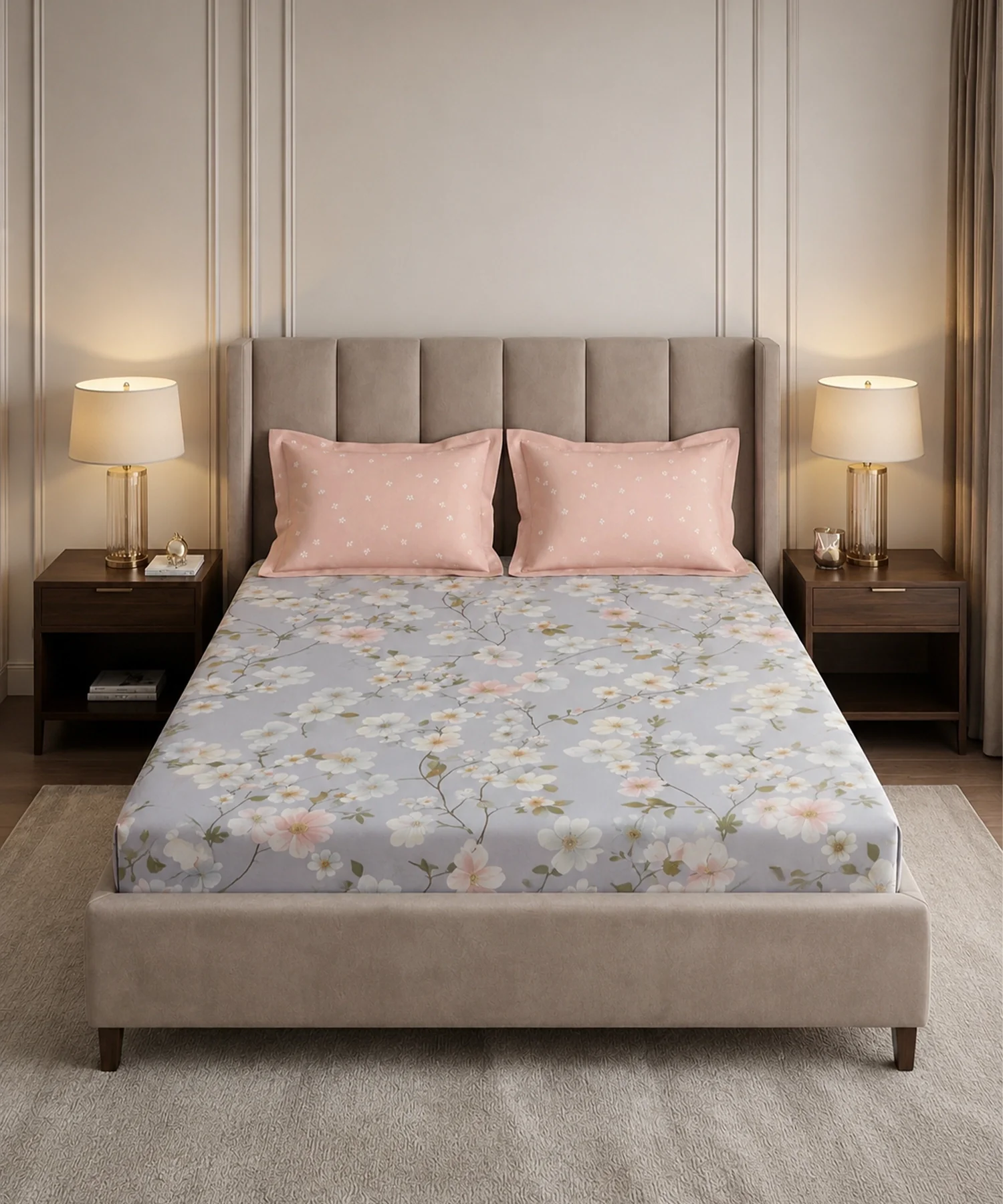 Soft Comfort King Fitted Bedsheet Set, ELYSIN |180 TC Cotton|2 Pillow Covers - Image 3
