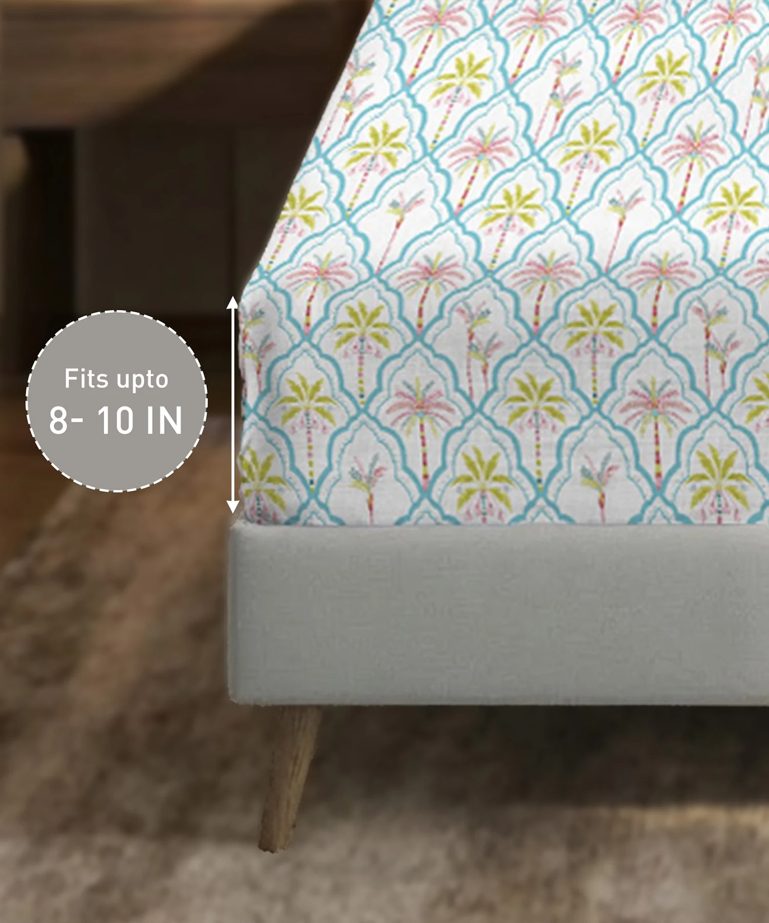 Soft Comfort King Fitted Bedsheet Set, Fiona |200TC Cotton|2 Pillow Covers - Image 3