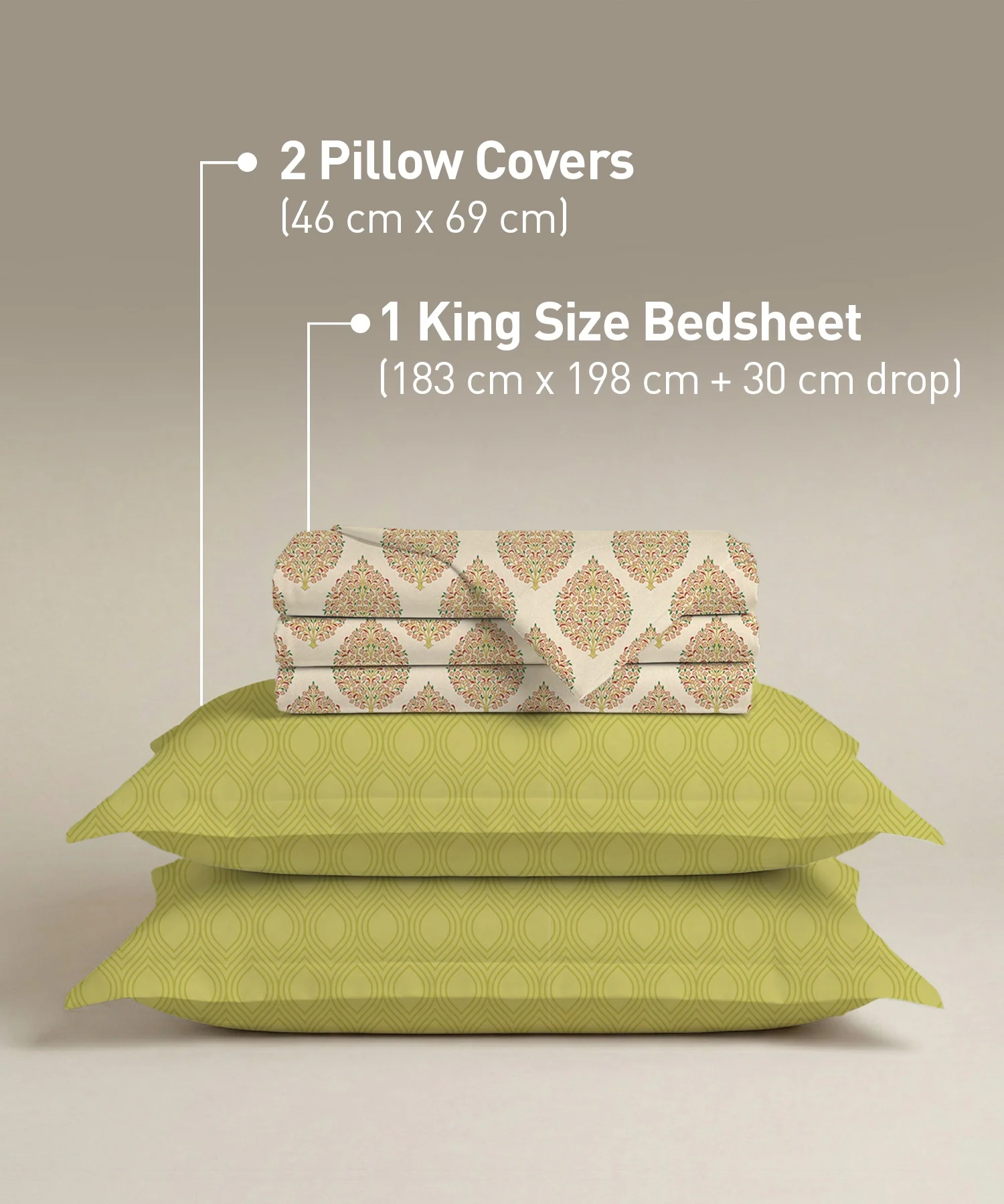 Soft Comfort King Fitted Bedsheet Set, Soft Paisley |200TC Cotton|2 Pillow Covers - Image 4
