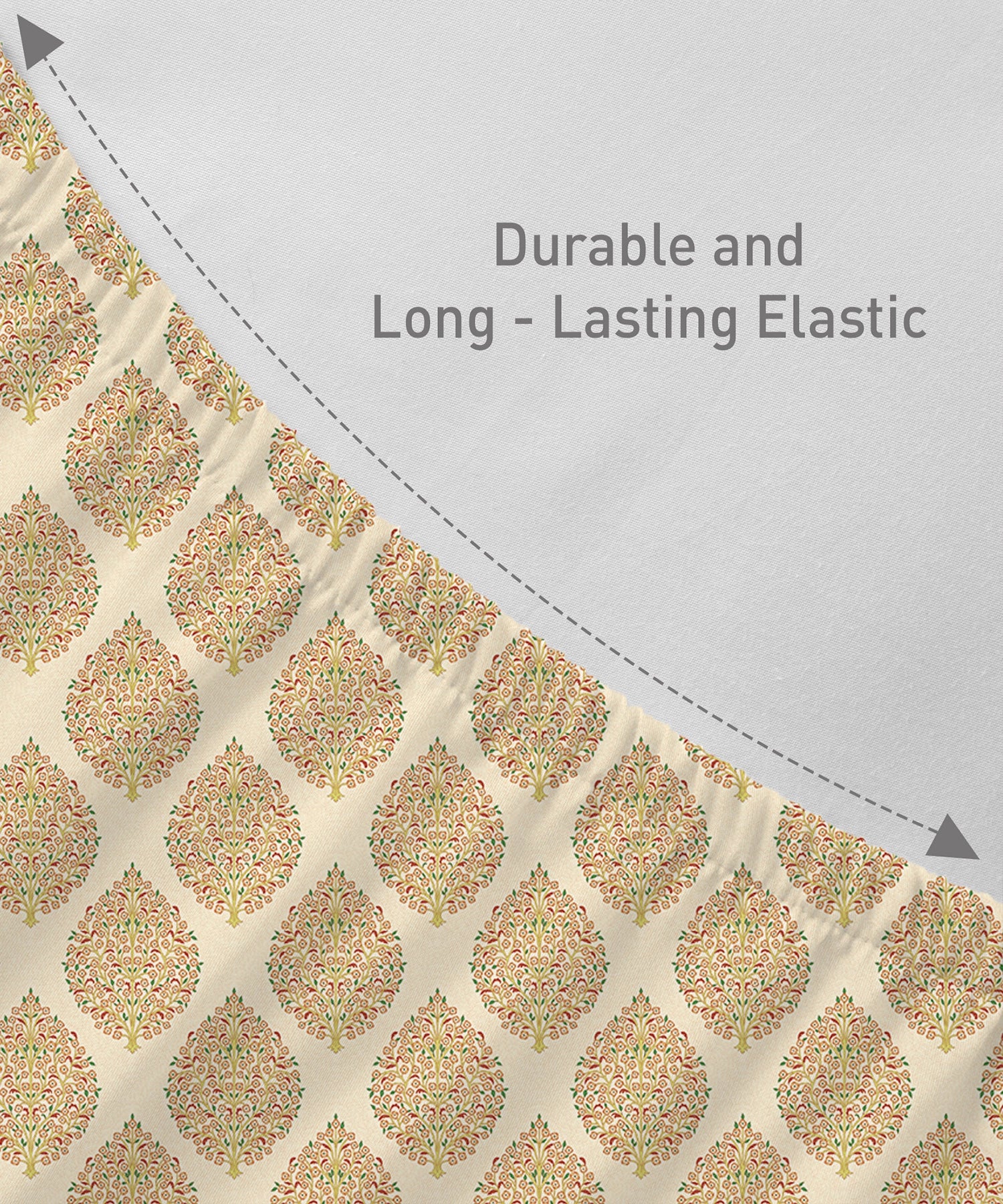Soft Comfort King Fitted Bedsheet Set, Soft Paisley |200TC Cotton|2 Pillow Covers - Image 5
