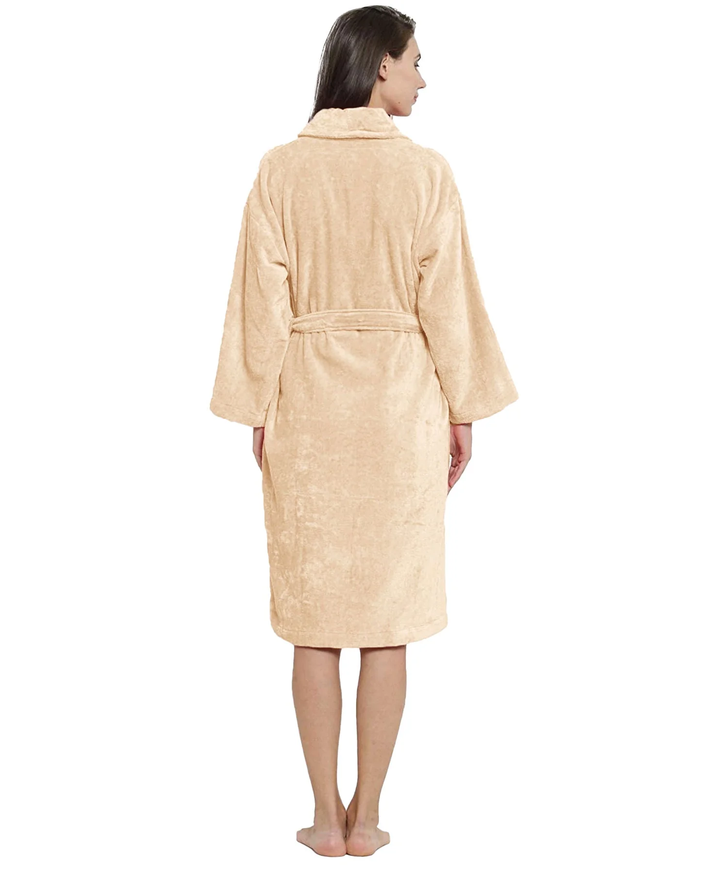 Soft Comfort Unisex Large Bathrobe, Bleached Sand| 300 GSM Cotton| Sheared Velvet Touch - Image 2