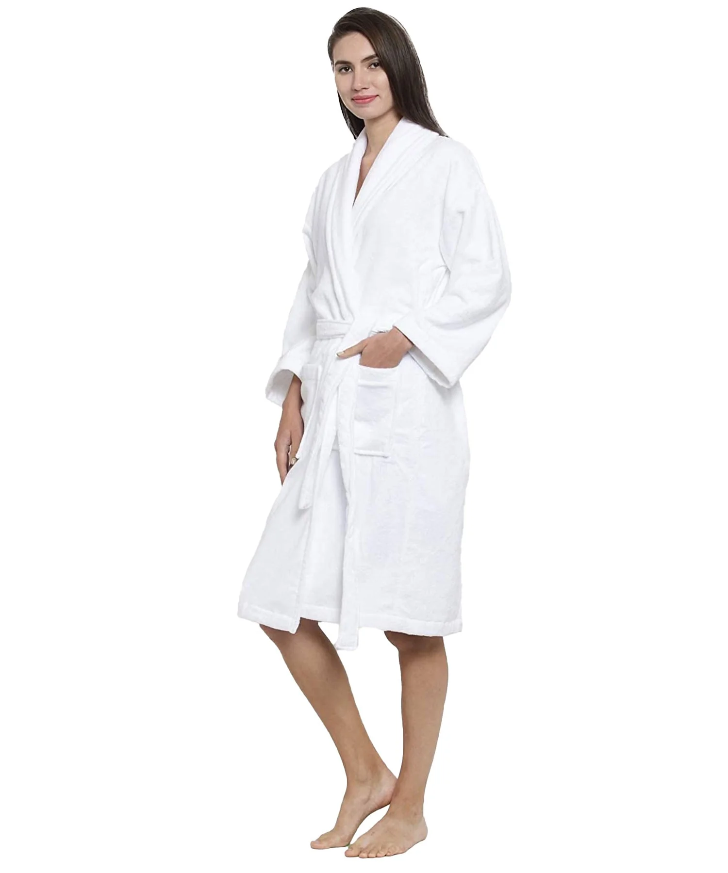 Soft Comfort Unisex Large Bathrobe, Dream White| 300 GSM Cotton| Sheared Velvet Touch - Image 5