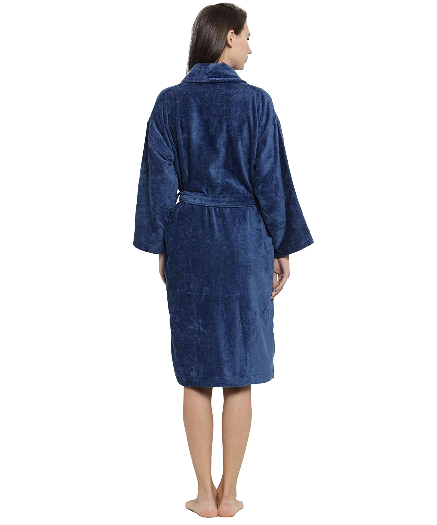 Soft Comfort Unisex Large Bathrobe, Medieval Blue| 300 GSM Cotton| Sheared Velvet Touch - Image 2