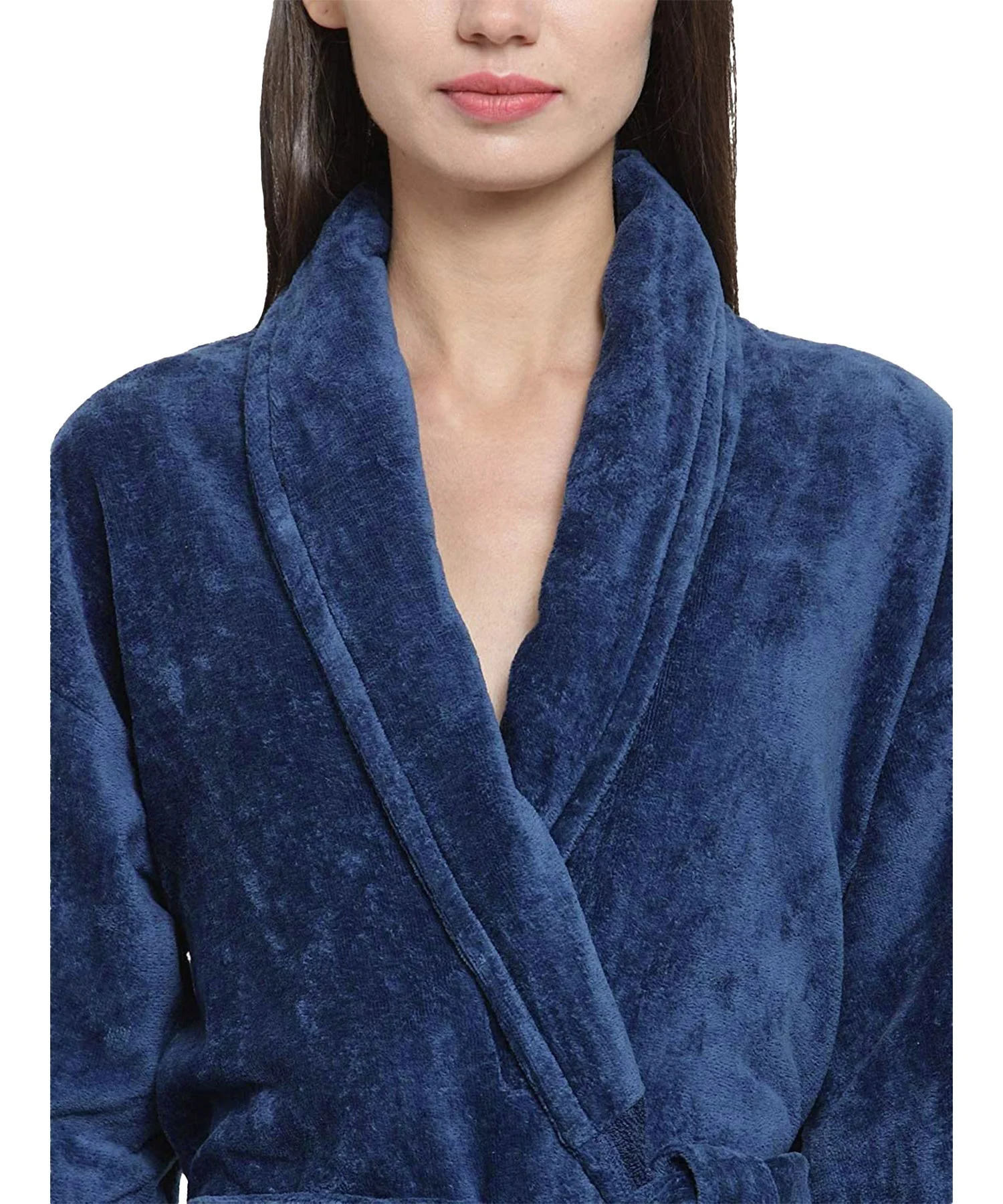 Soft Comfort Unisex Large Bathrobe, Medieval Blue| 300 GSM Cotton| Sheared Velvet Touch - Image 3