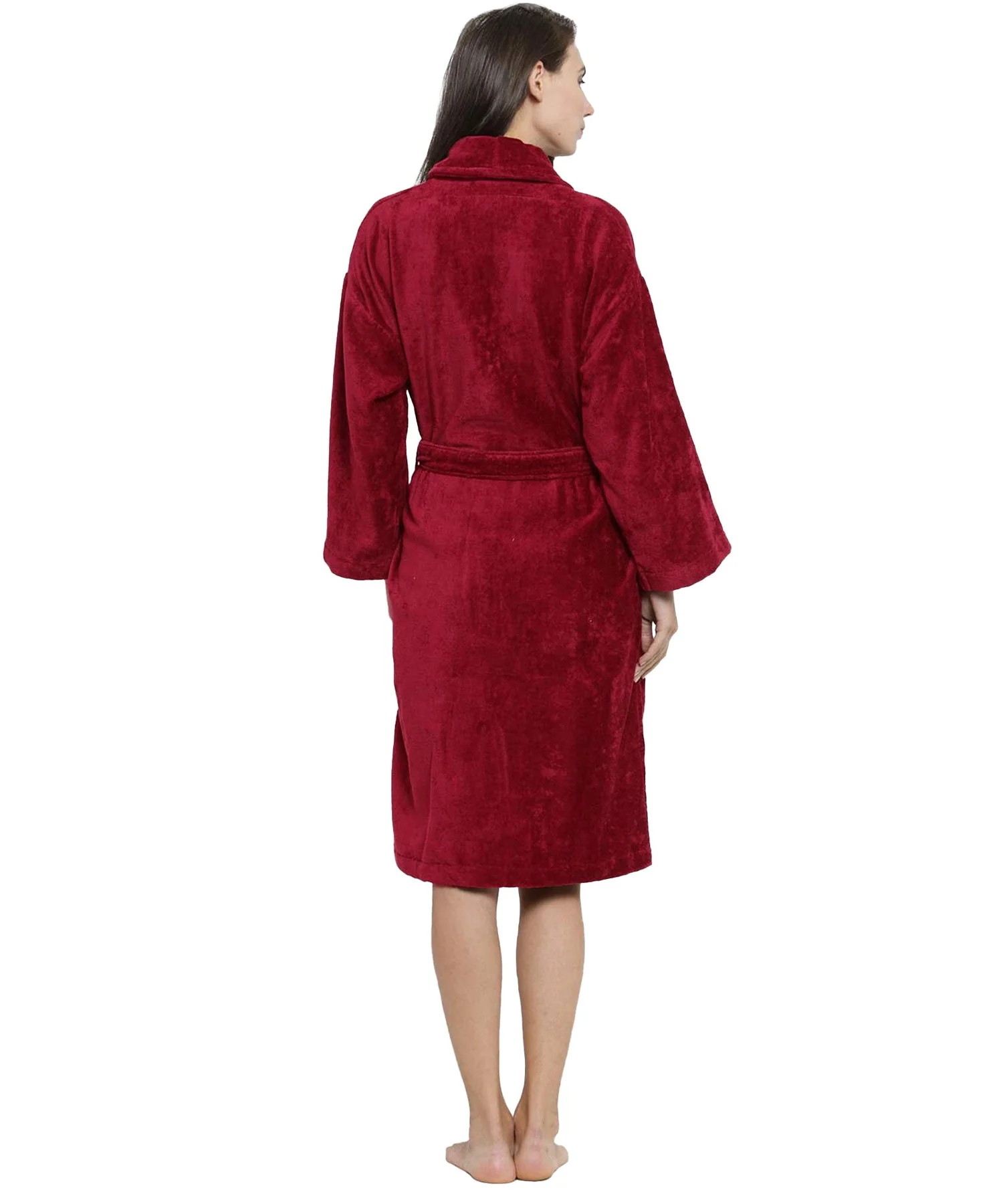 Soft Comfort Unisex Large Bathrobe, Raspberry Red| 300 GSM Cotton| Sheared Velvet Touch - Image 2