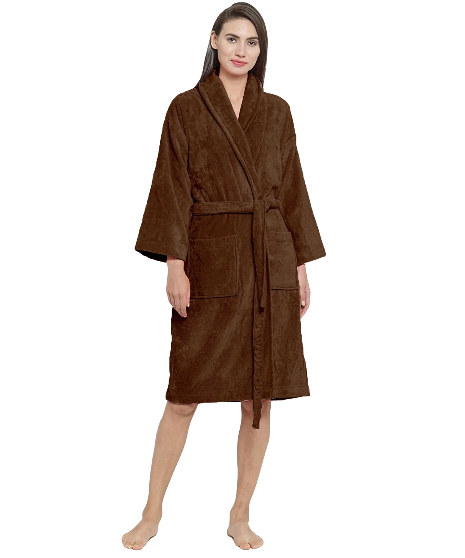 Soft Comfort Unisex Large Bathrobe, Willow Wood| 300 GSM Cotton| Sheared Velvet Touch - Image 4