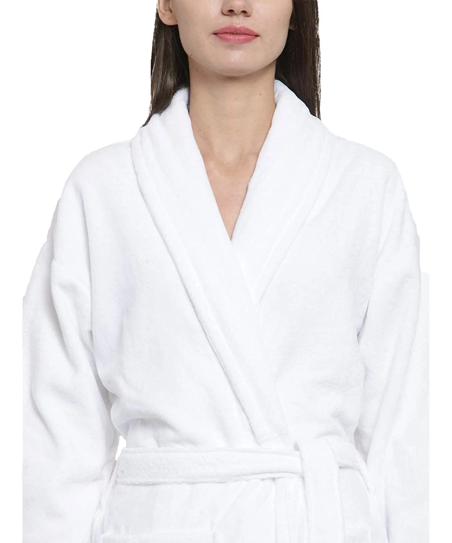 Soft Comfort Unisex Medium Bathrobe, Dream White| 300 GSM Cotton| Sheared Velvet Touch - Image 5