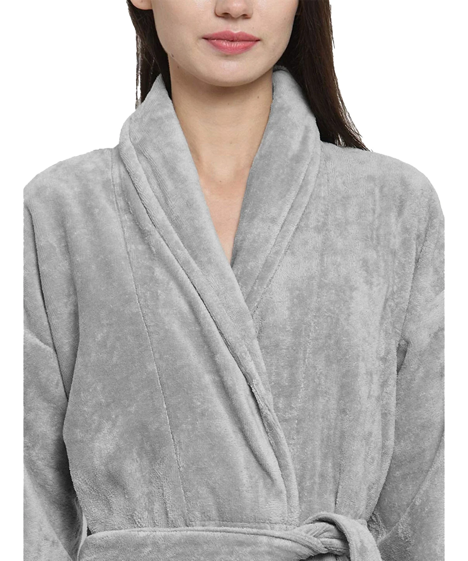 Soft Comfort Unisex Medium Bathrobe, Real Steel| 300 GSM Cotton| Sheared Velvet Touch - Image 5