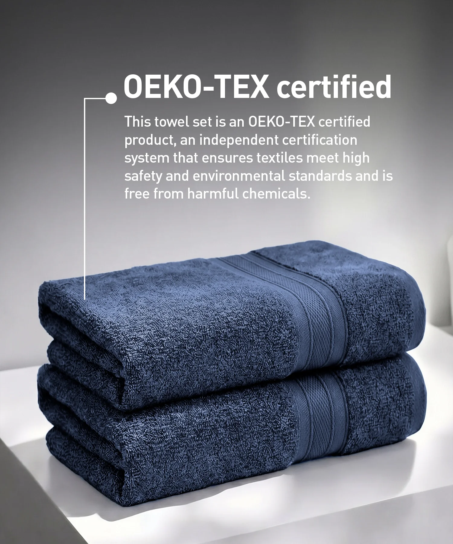 Soft Comfort 2Pc Bath Towel Set, Navy Blue|509 GSM Cotton|Air Rich Technology - Image 6