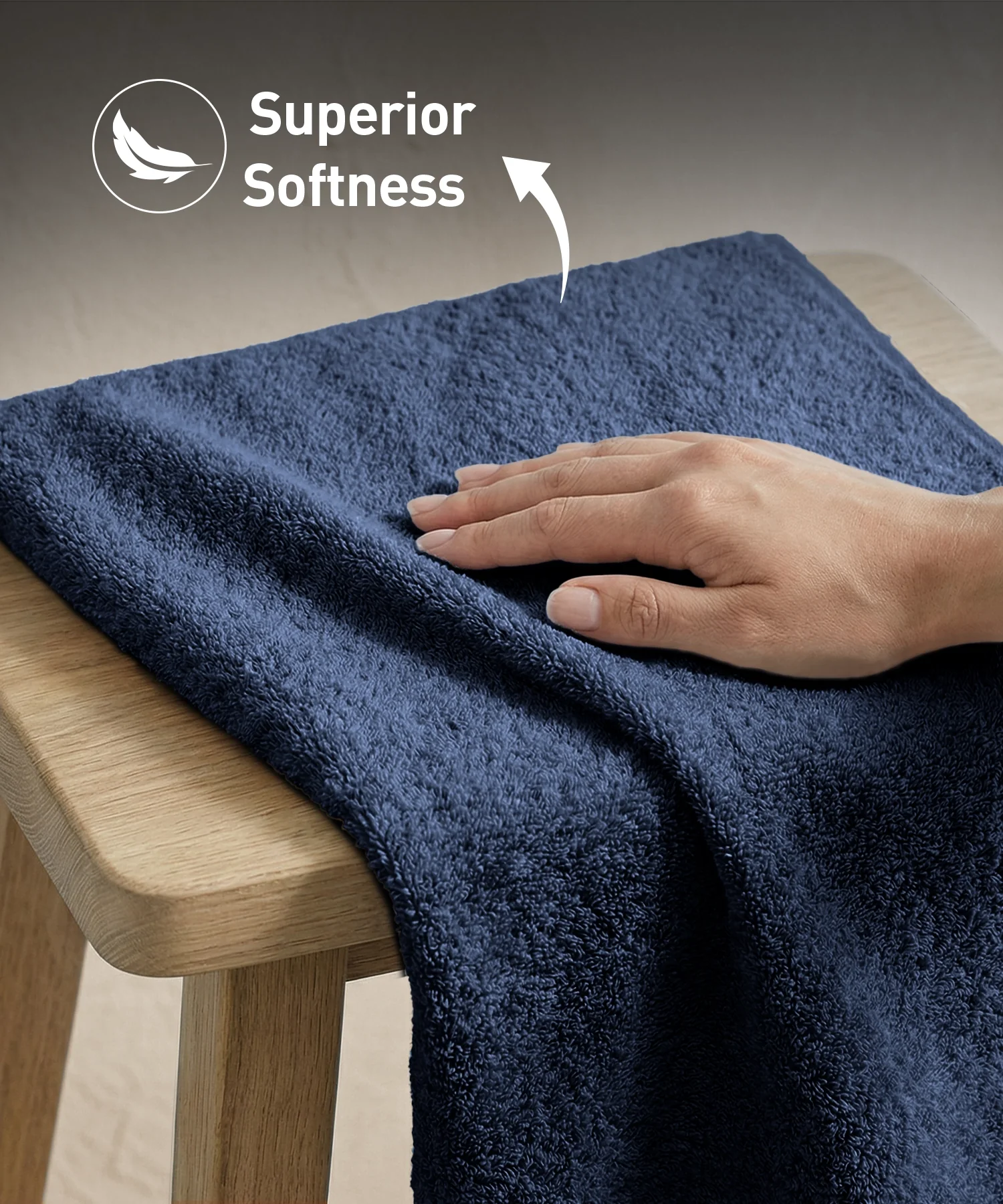 Soft Comfort 2Pc Bath Towel Set, Navy Blue|509 GSM Cotton|Air Rich Technology - Image 7