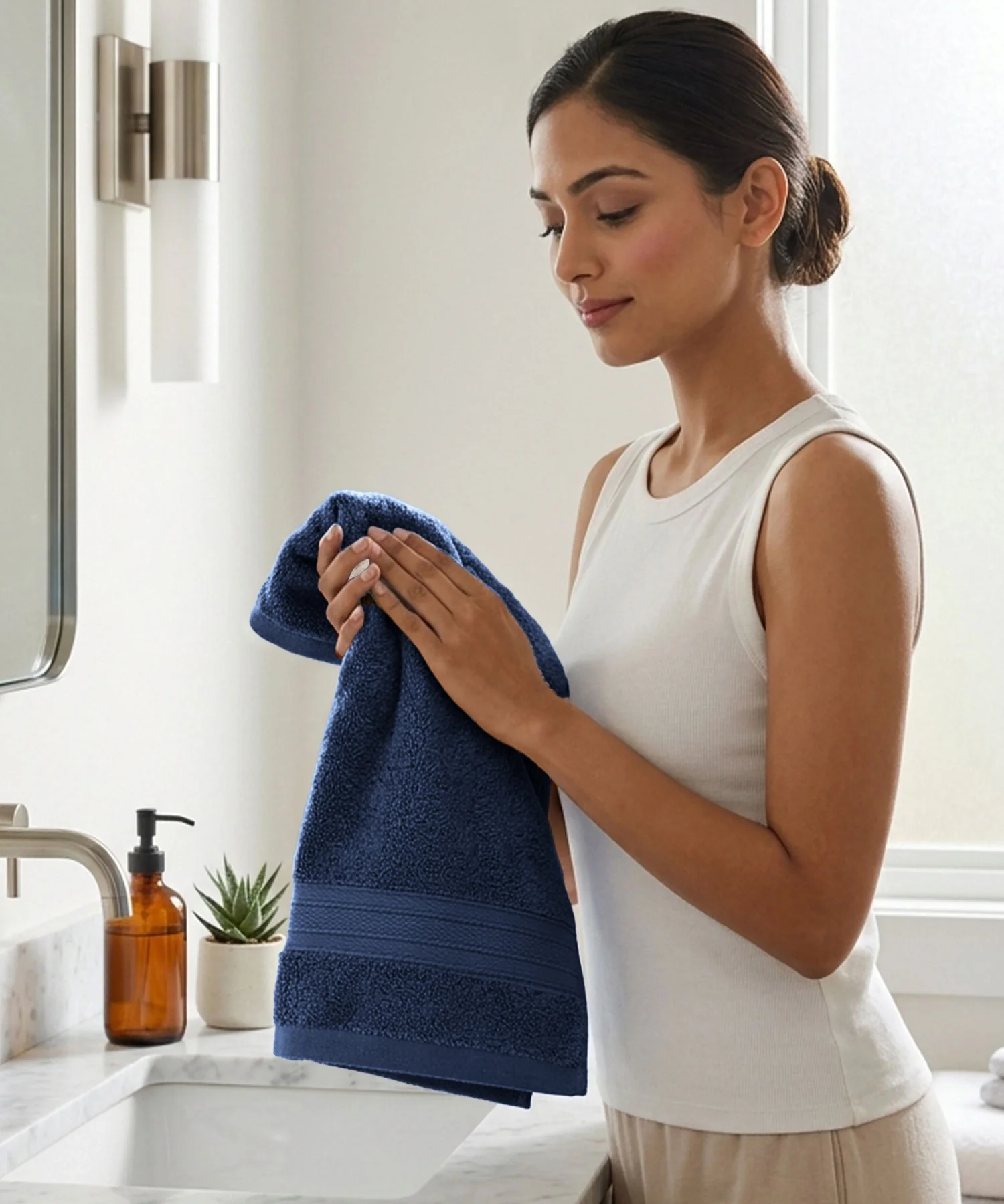 Soft Comfort 4Pc Hand Towel Set,Navy Blue|509 GSM Cotton|Air Rich Technology - Image 5