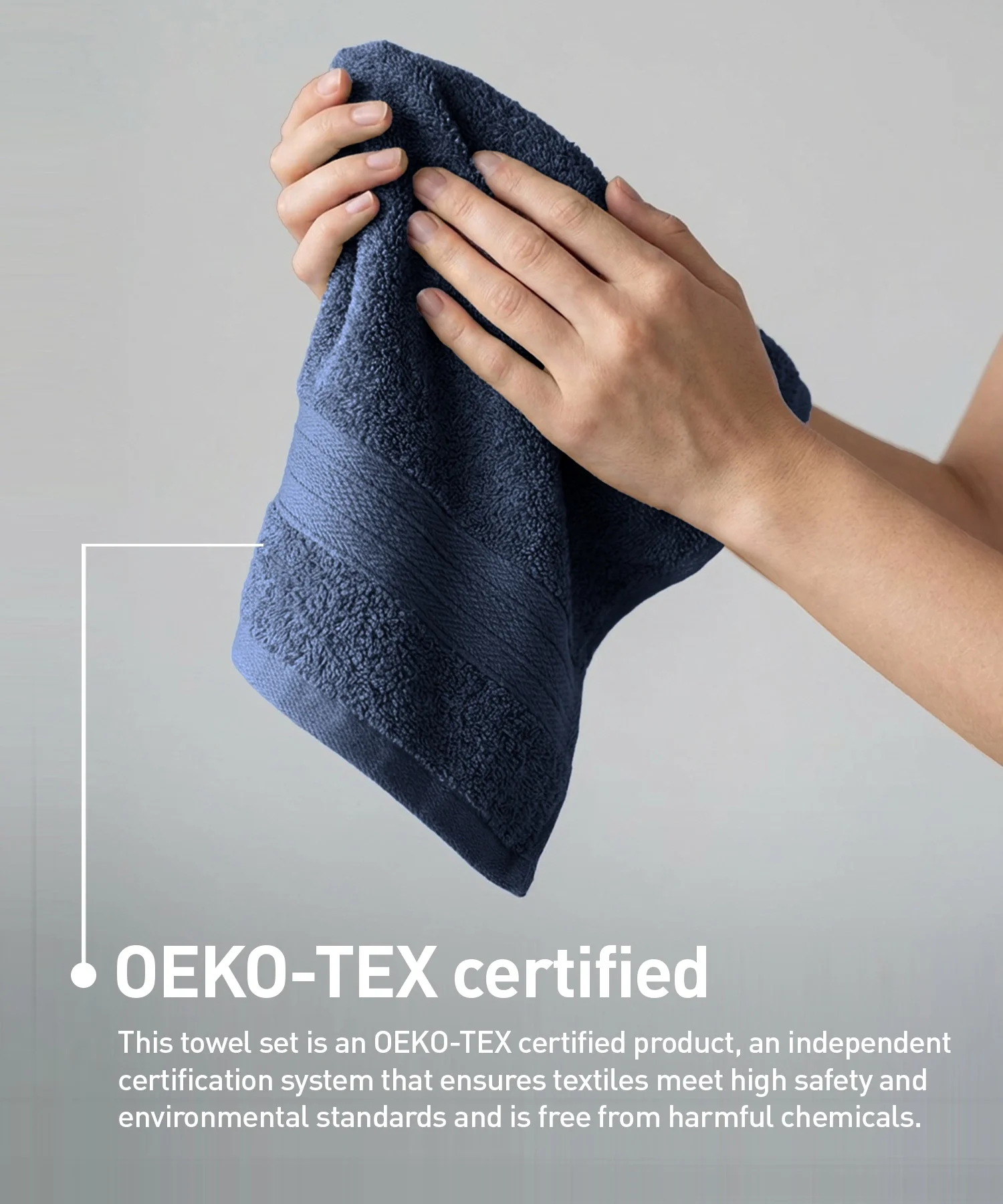 Soft Comfort 4Pc Hand Towel Set,Navy Blue|509 GSM Cotton|Air Rich Technology - Image 7