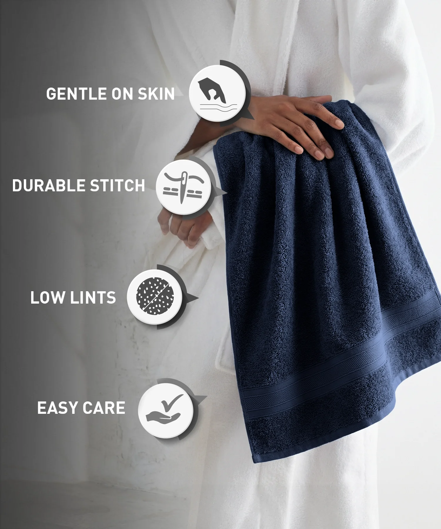 Soft Comfort 6Pc Face Towel Set,Navy|509 GSM Cotton|Air Rich Technology - Image 8
