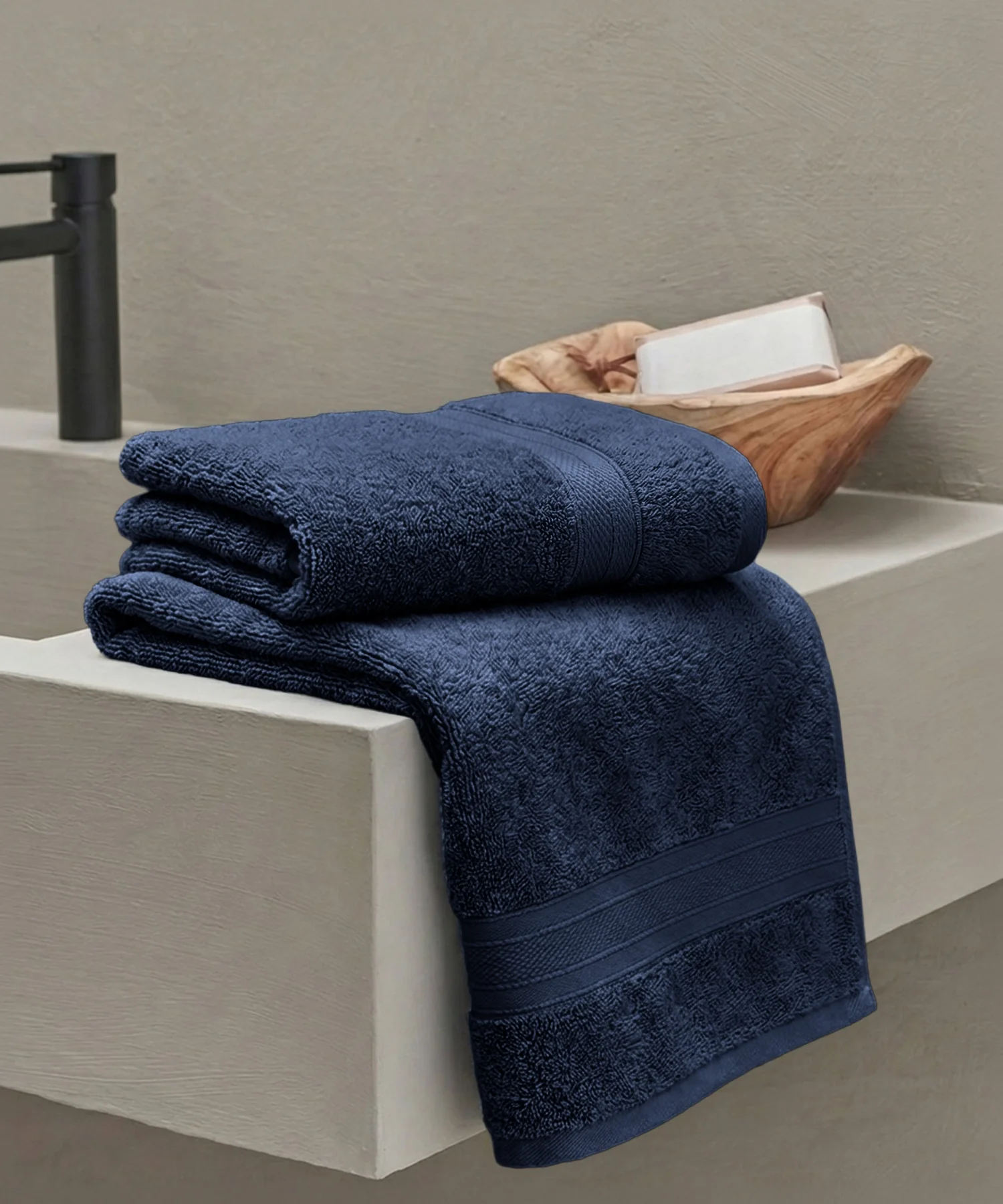 Soft Comfort 1Pc Bath Towel ,Navy Blue|509 GSM Cotton|Air Rich Technology