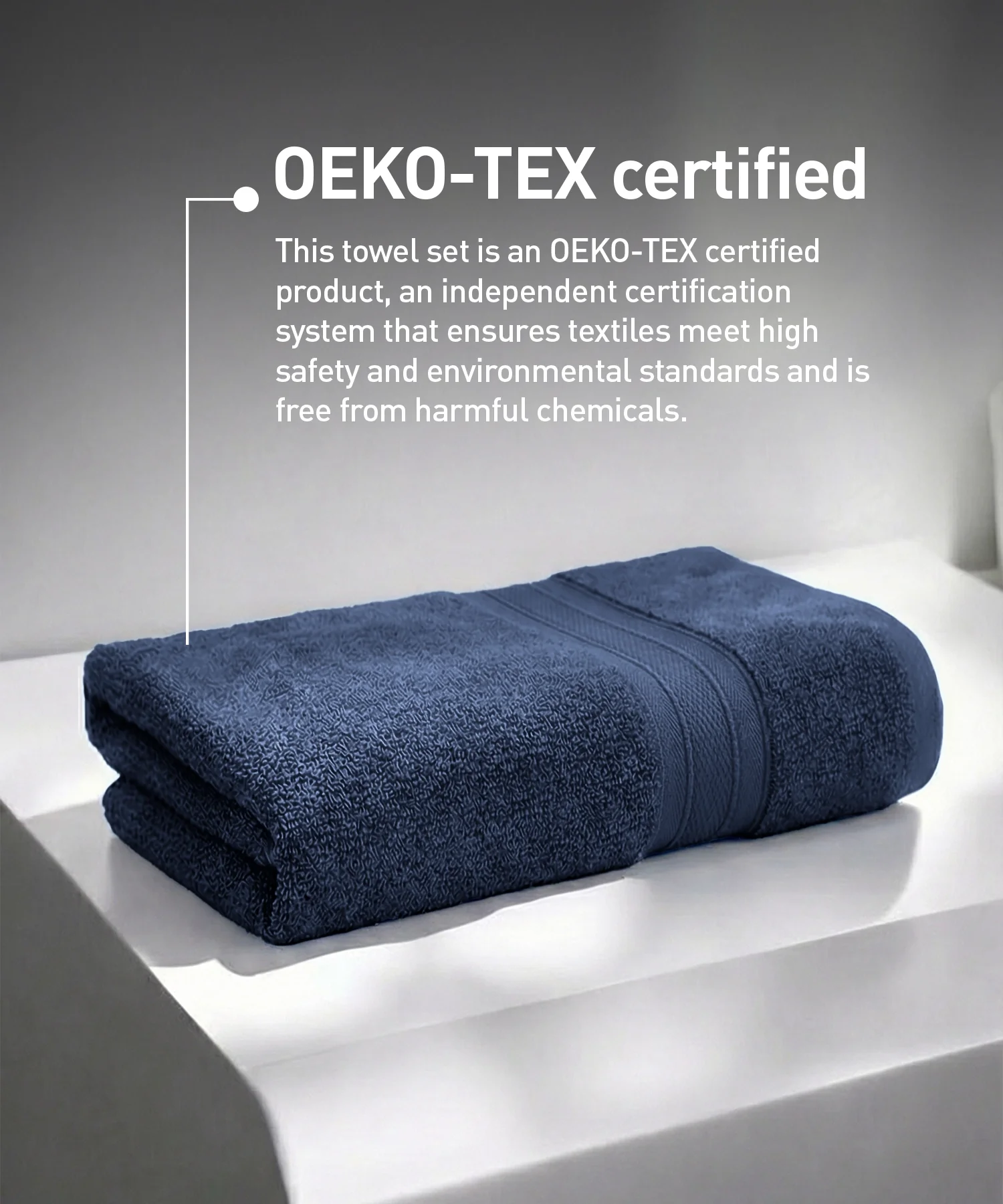 Soft Comfort 1Pc Bath Towel ,Navy Blue|509 GSM Cotton|Air Rich Technology - Image 5