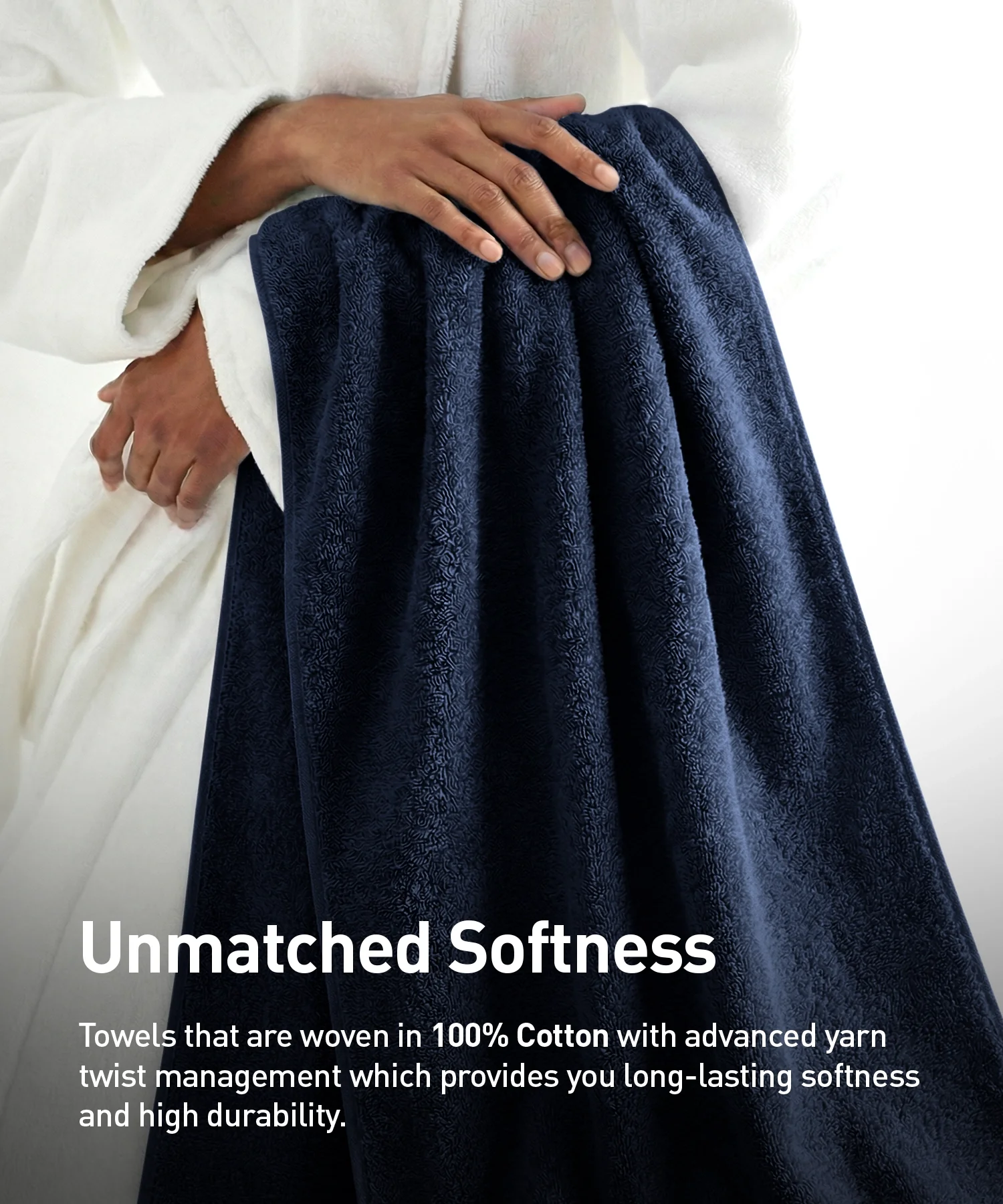 Soft Comfort 1Pc Bath Towel ,Navy Blue|509 GSM Cotton|Air Rich Technology - Image 7