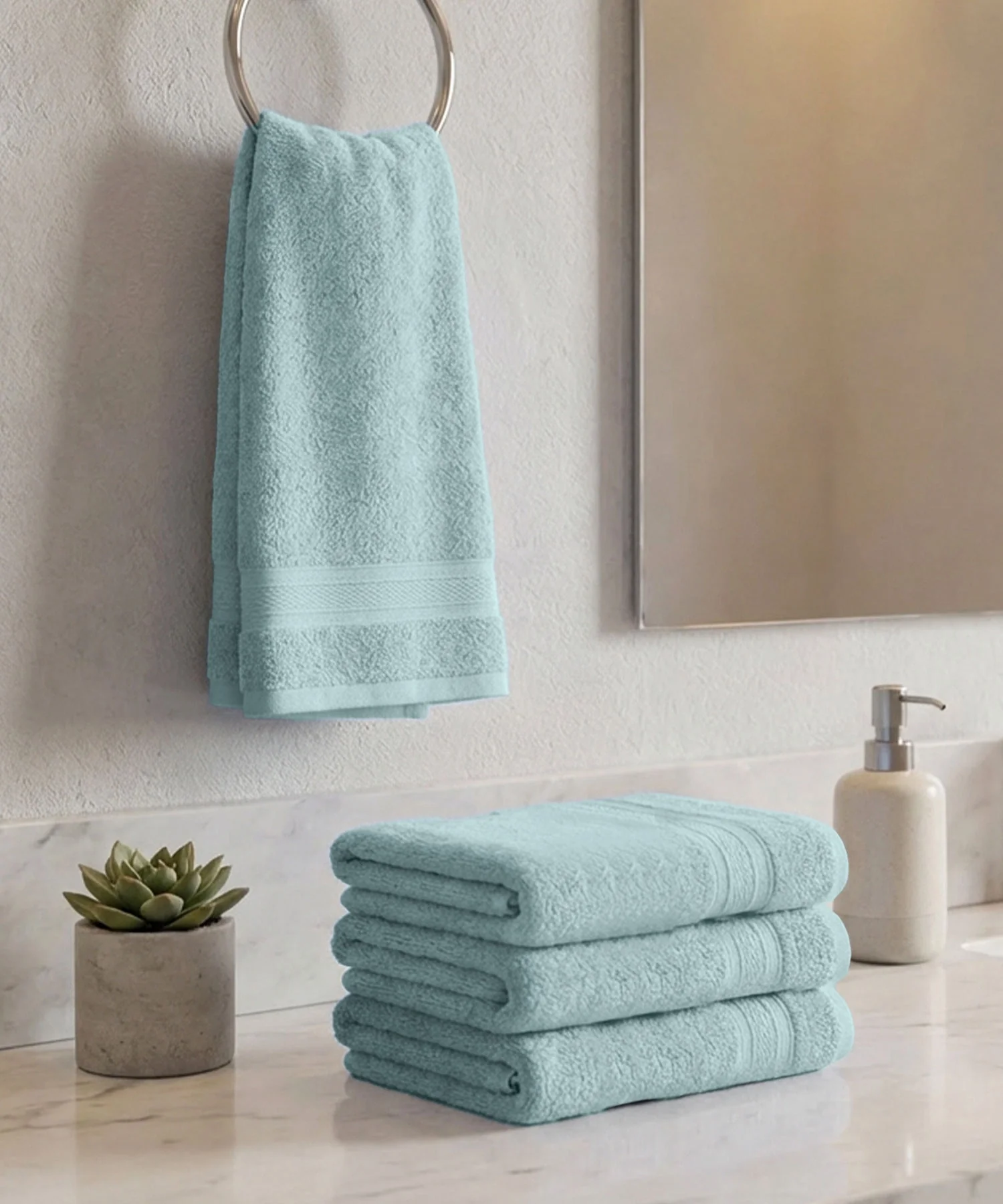 Soft Comfort 4Pc Hand Towel Set, Nile Blue|509 GSM Cotton|Air Rich Technology - Image 2