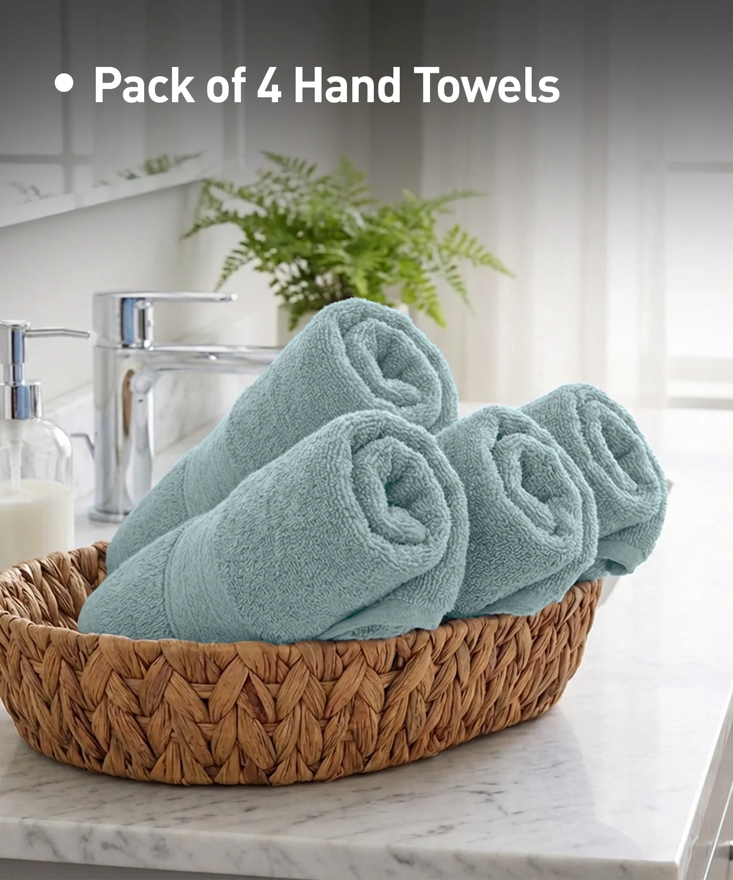 Soft Comfort 4Pc Hand Towel Set, Nile Blue|509 GSM Cotton|Air Rich Technology - Image 8
