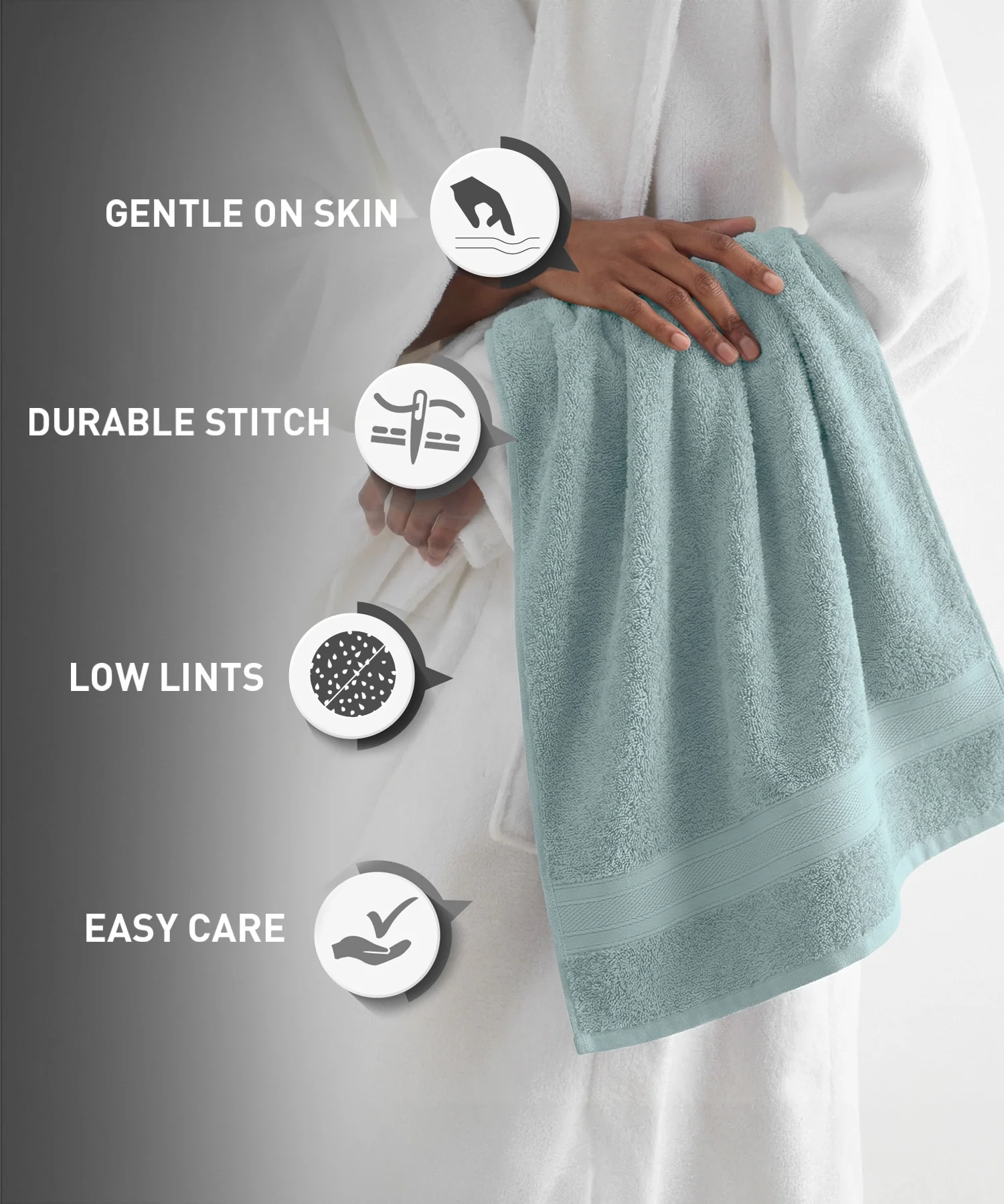 Soft Comfort 4Pc Hand Towel Set, Nile Blue|509 GSM Cotton|Air Rich Technology - Image 9
