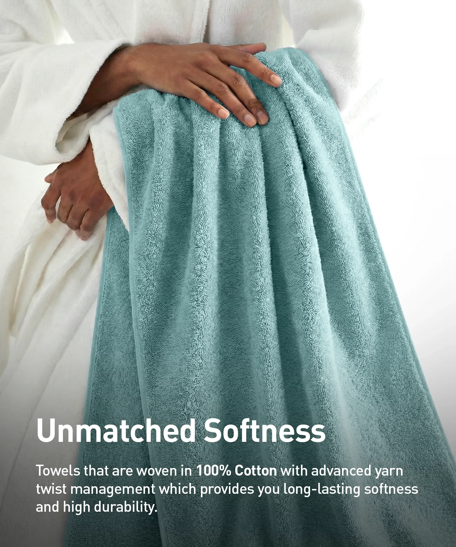 Soft Comfort 1Pc Bath Towel, Nile Blue|509 GSM Cotton|Air Rich Technology - Image 7