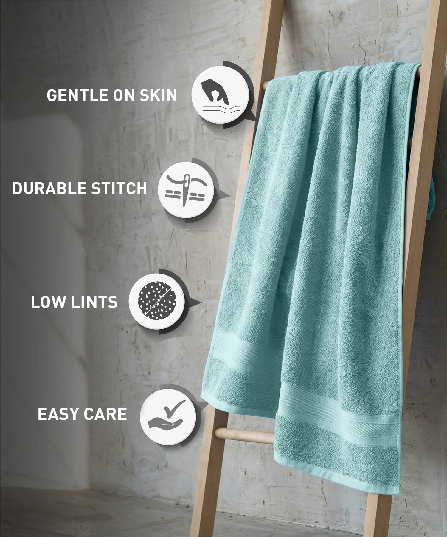 Soft Comfort 1Pc Bath Towel, Nile Blue|509 GSM Cotton|Air Rich Technology - Image 8