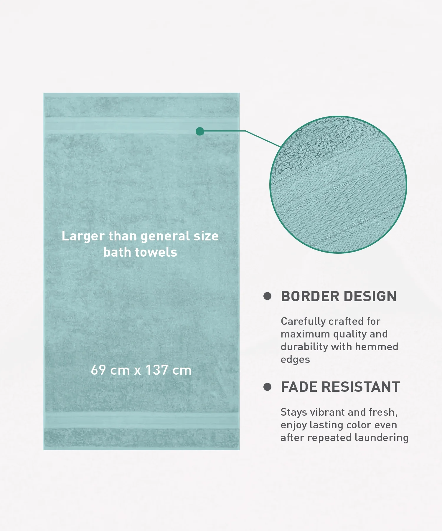 Soft Comfort 1Pc Bath Towel, Nile Blue|509 GSM Cotton|Air Rich Technology - Image 9