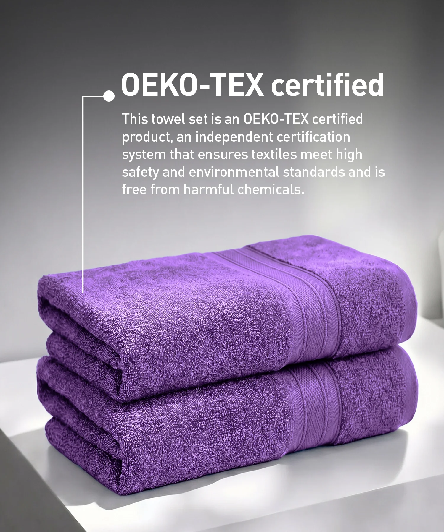 Soft Comfort 2Pc Bath Towel Set, Plum|509 GSM Cotton|Air Rich Technology - Image 6