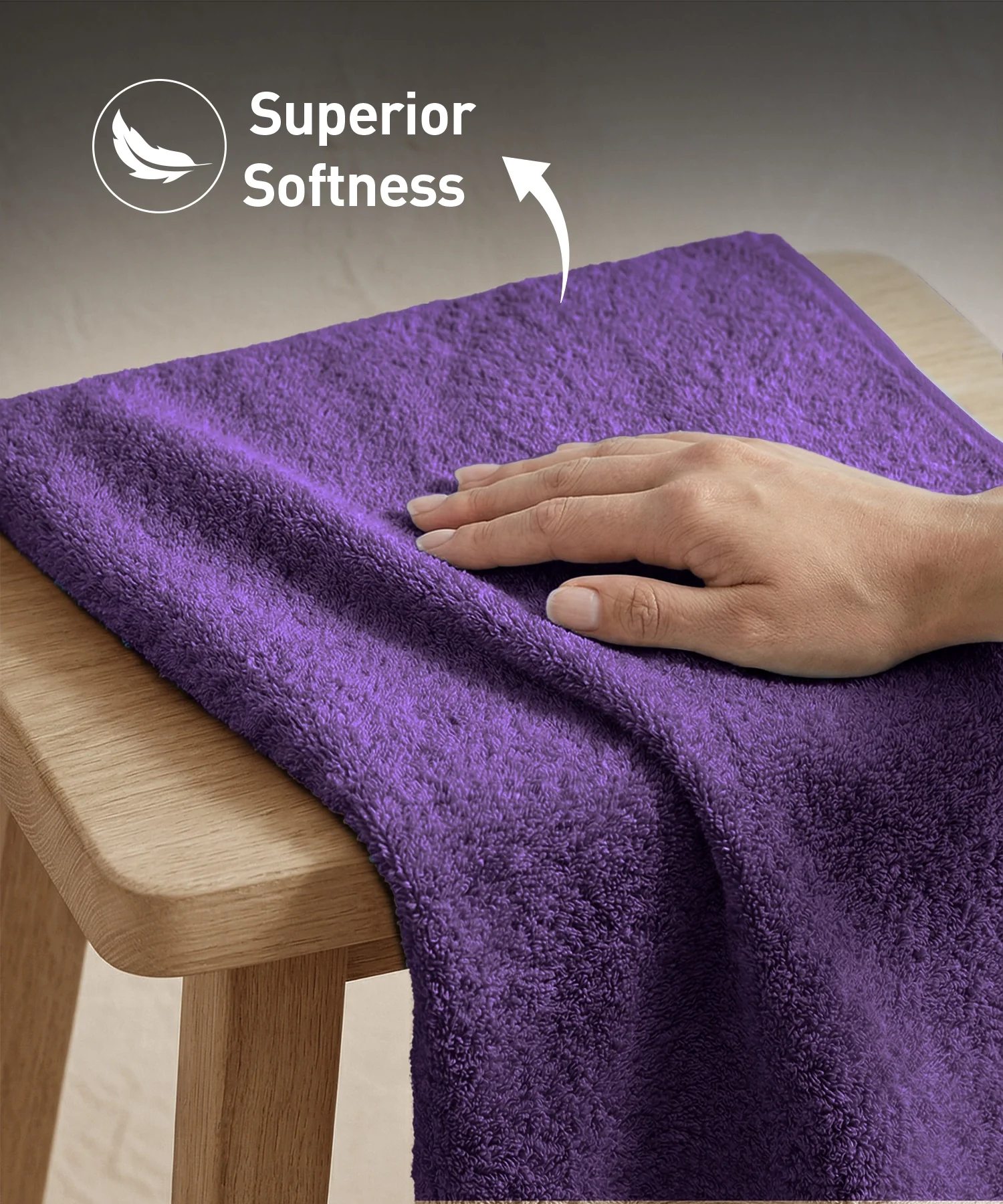 Soft Comfort 4Pc Hand Towel Set,Plum|509 GSM Cotton|Air Rich Technology - Image 6