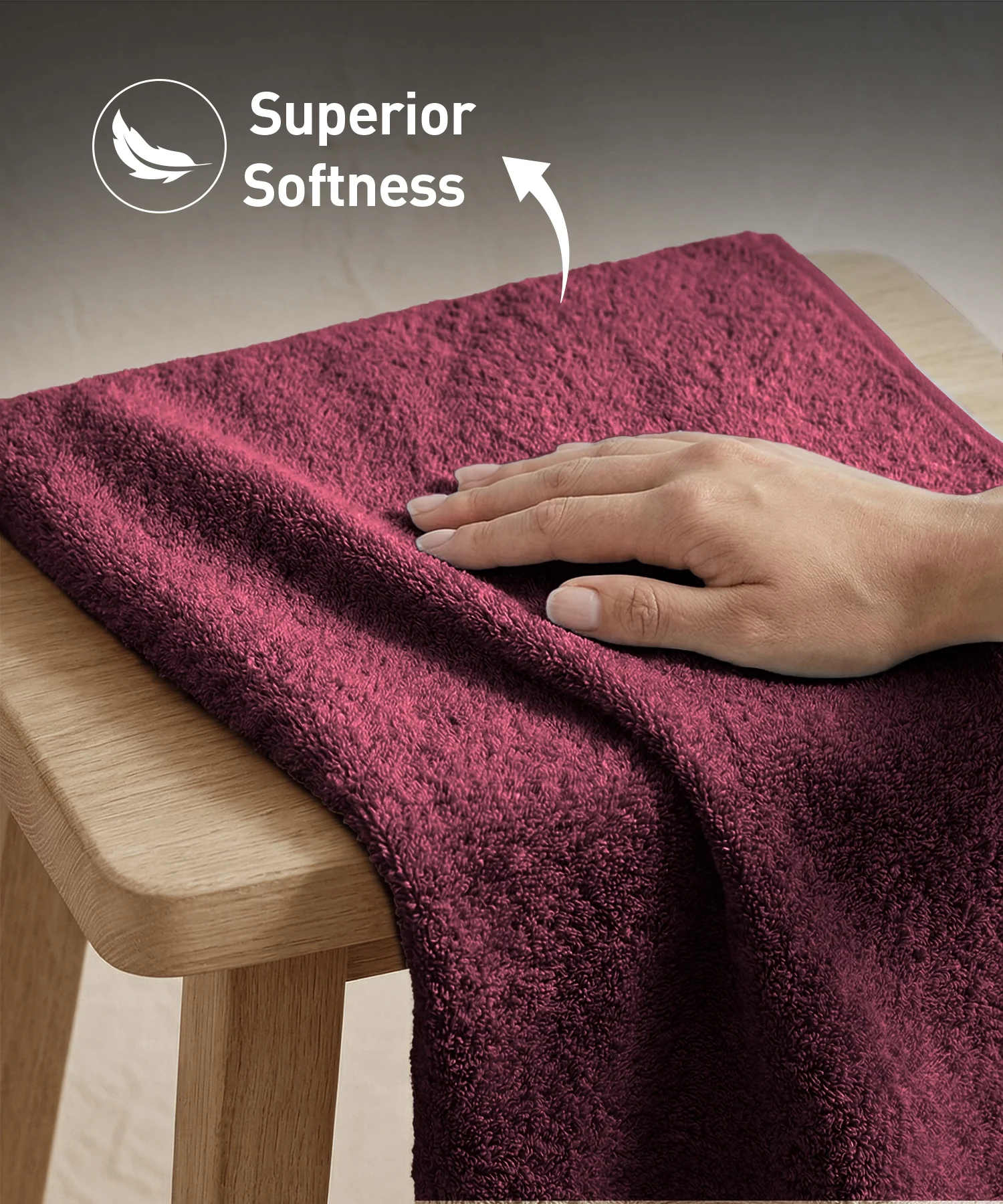 Soft Comfort 4Pc Hand Towel Set, Red Wine|509 GSM Cotton|Air Rich Technology - Image 6
