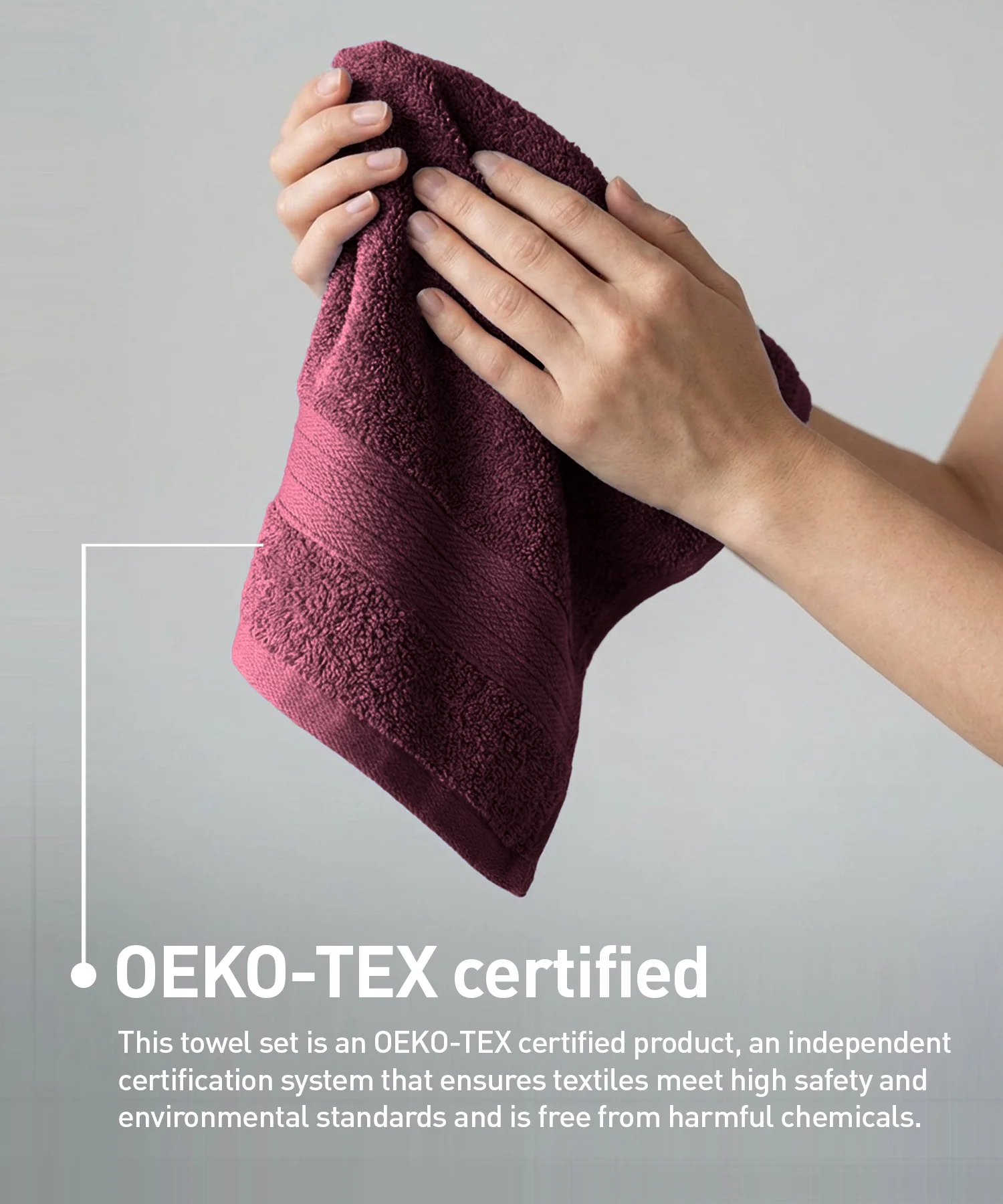 Soft Comfort 4Pc Hand Towel Set, Red Wine|509 GSM Cotton|Air Rich Technology - Image 7