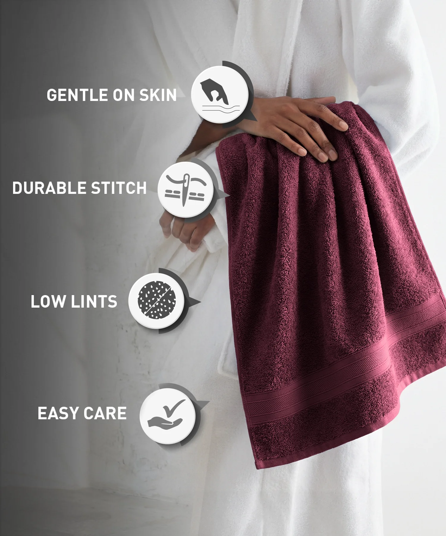 Soft Comfort 6Pc Face Towel Set, Red Wine|509 GSM Cotton|Air Rich Technology - Image 8