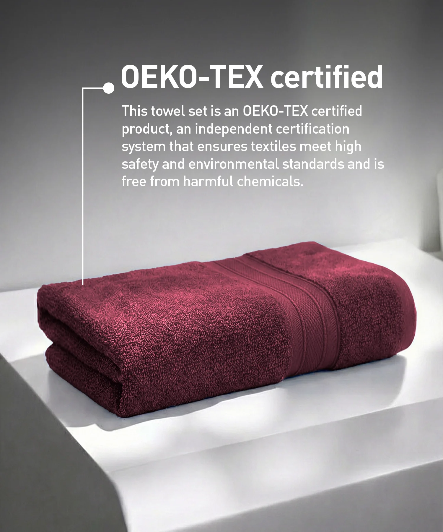 Soft Comfort 1Pc Bath Towel ,Red Wine|509 GSM Cotton|Air Rich Technology - Image 5