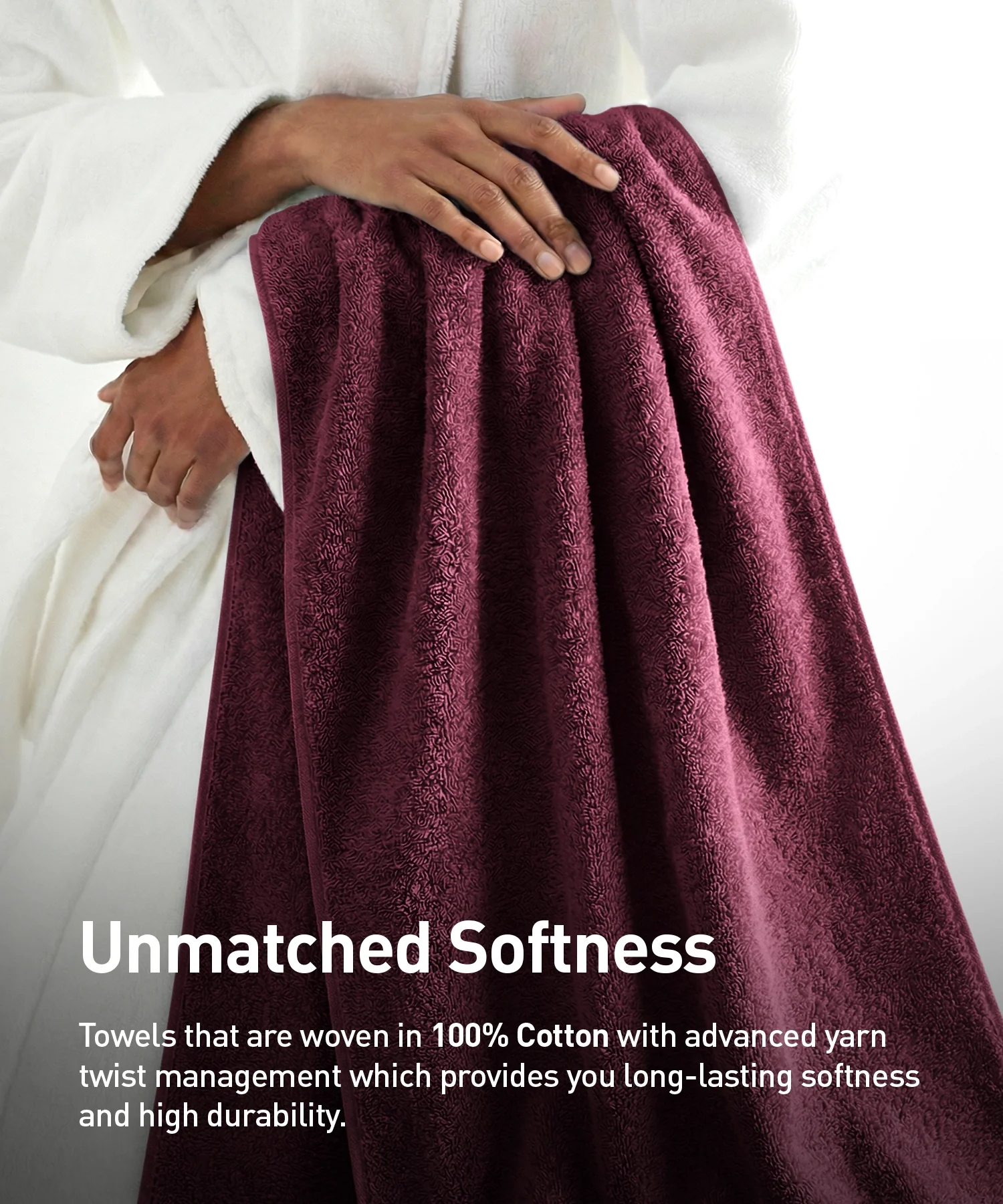 Soft Comfort 1Pc Bath Towel ,Red Wine|509 GSM Cotton|Air Rich Technology - Image 7