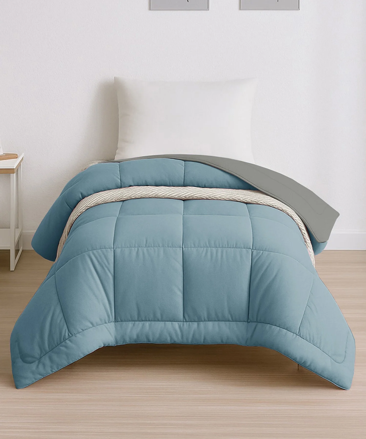 Soft Comfort Solid Single AC Comforter, Blue Fog|200 GSM Micro Polyester|Reversible - Image 2