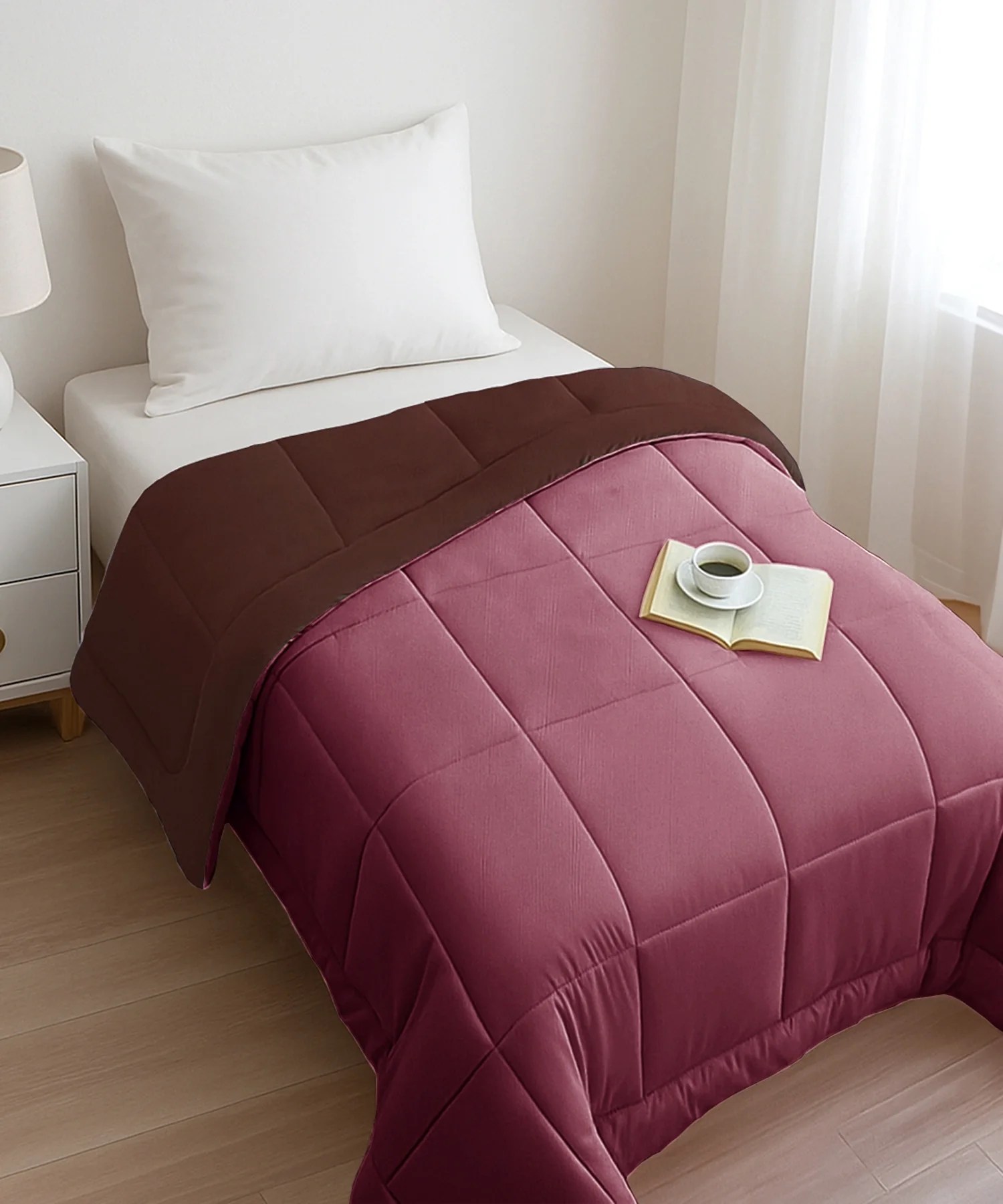 Soft Comfort Solid Single AC Comforter, Hot Choclate|200 GSM Micro Polyester|Reversible - Image 3