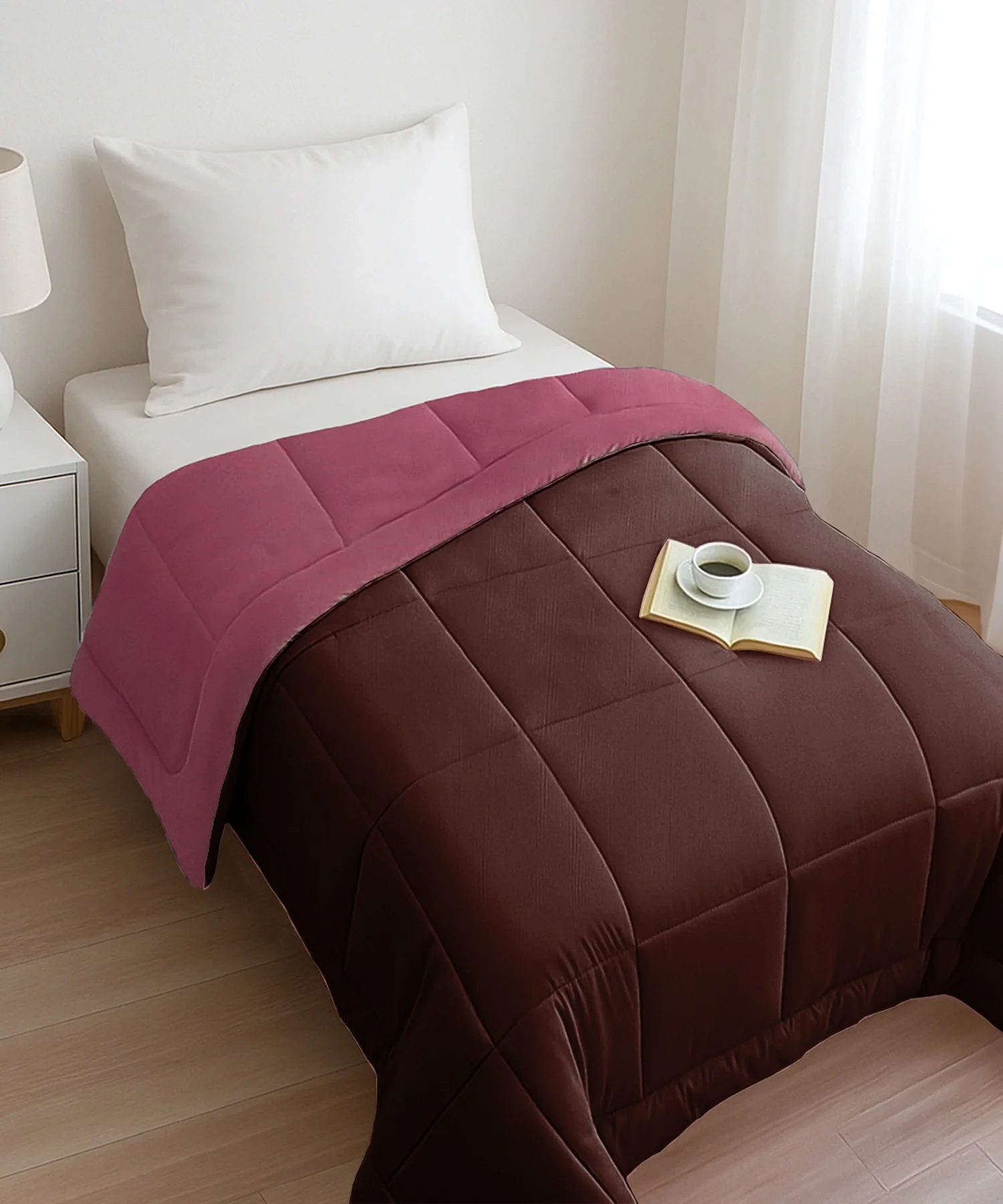 Soft Comfort Solid Single AC Comforter, Hot Choclate|200 GSM Micro Polyester|Reversible - Image 4