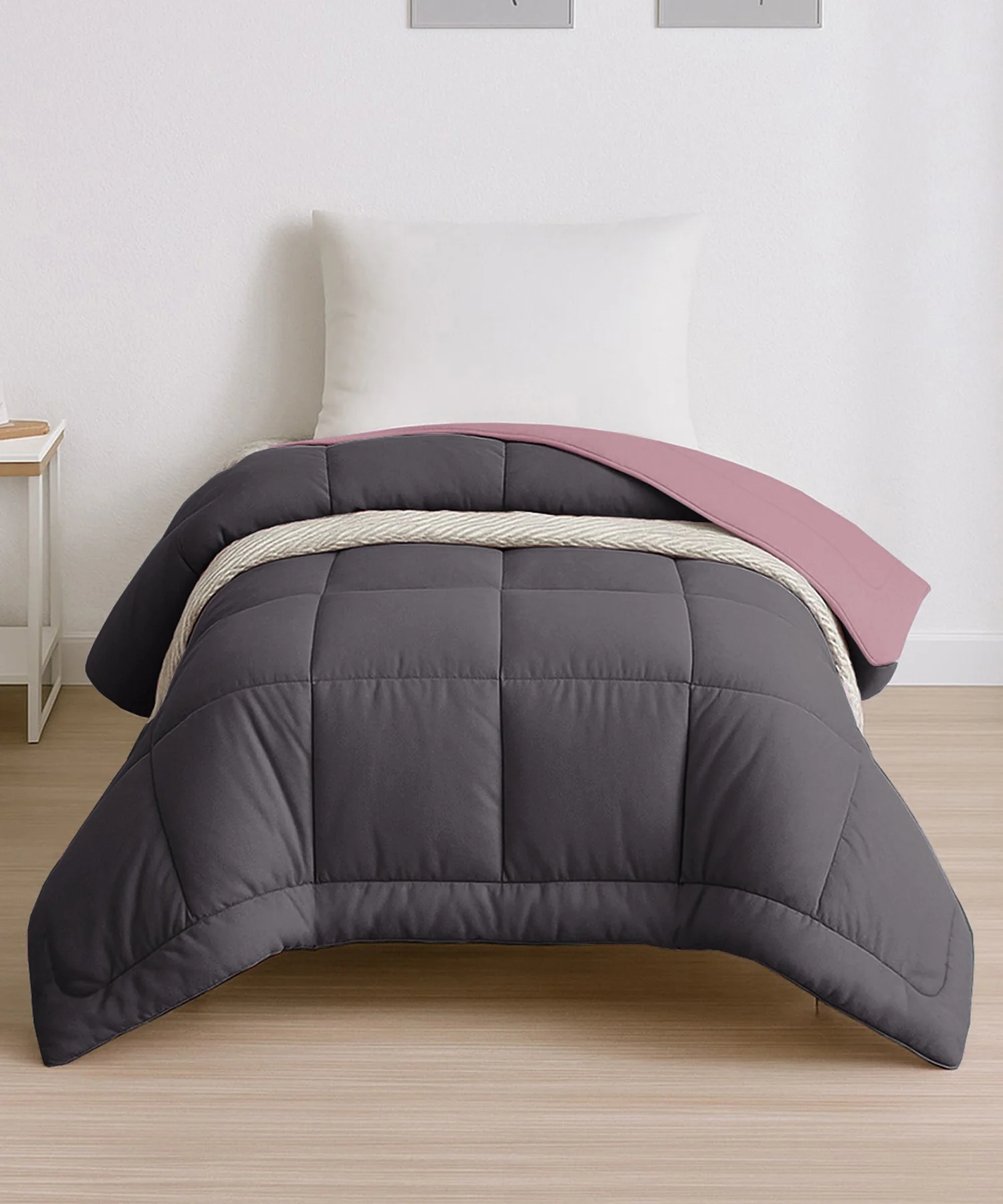 Soft Comfort Solid Single AC Comforter, Rose Dust|200 GSM Micro Polyester|Reversible - Image 2