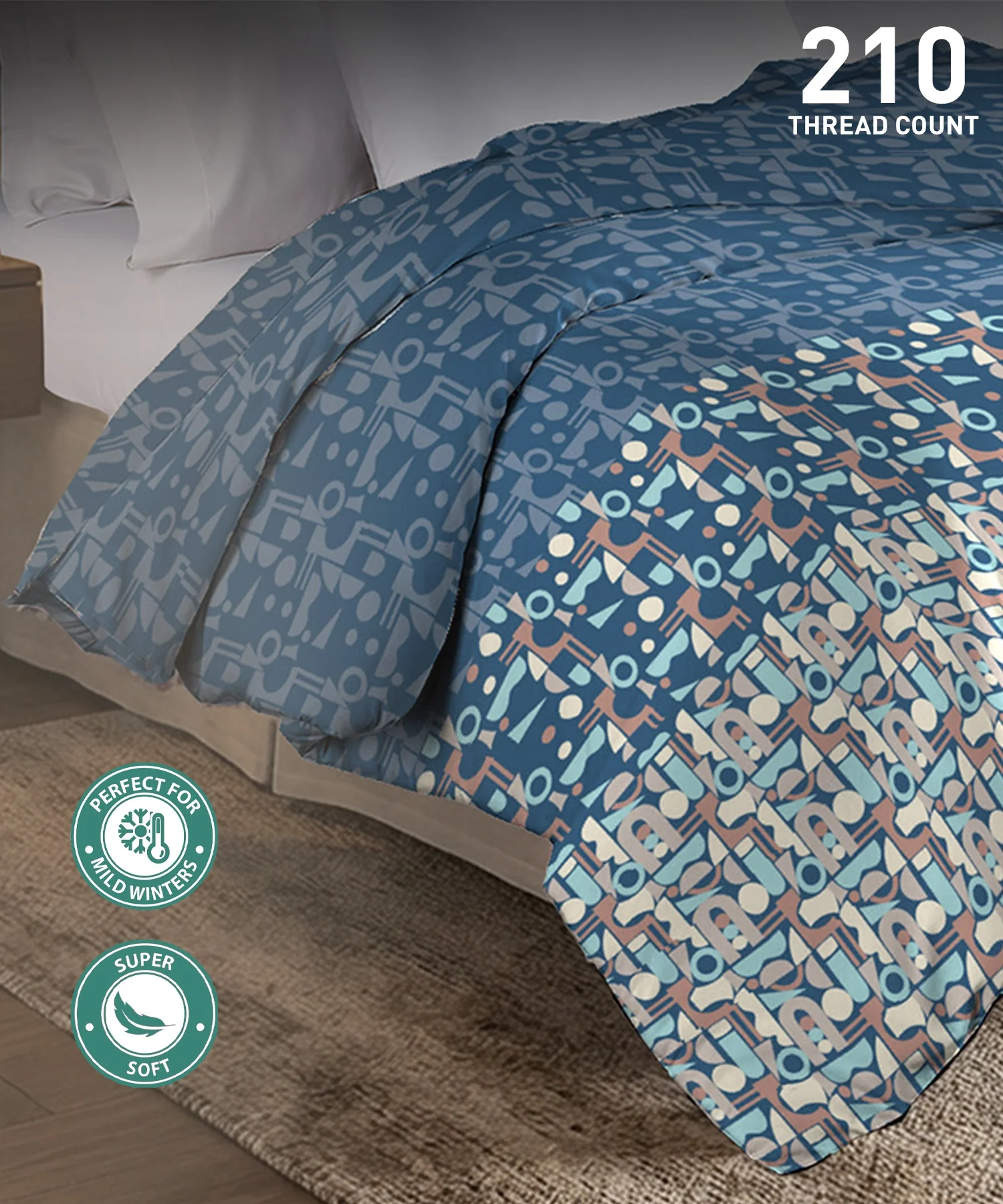 Soft Comfort Double AC Comforter, Deco Dusk |200 GSM Cotton - Image 5