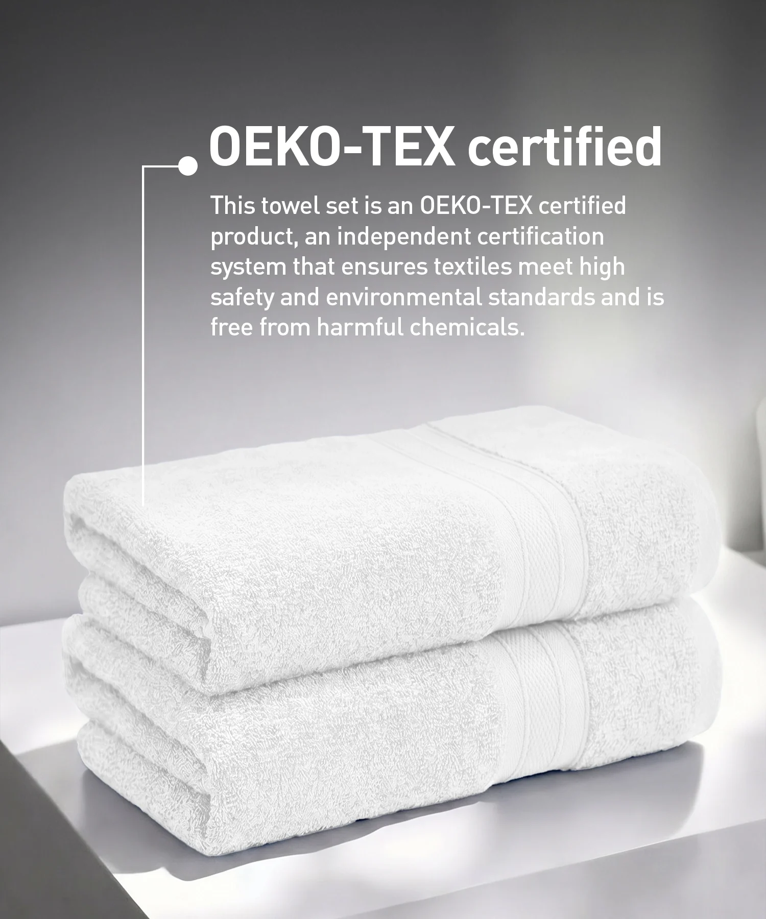 Soft Comfort 2Pc Bath Towel Set, White|509 GSM Cotton|Air Rich Technology - Image 6