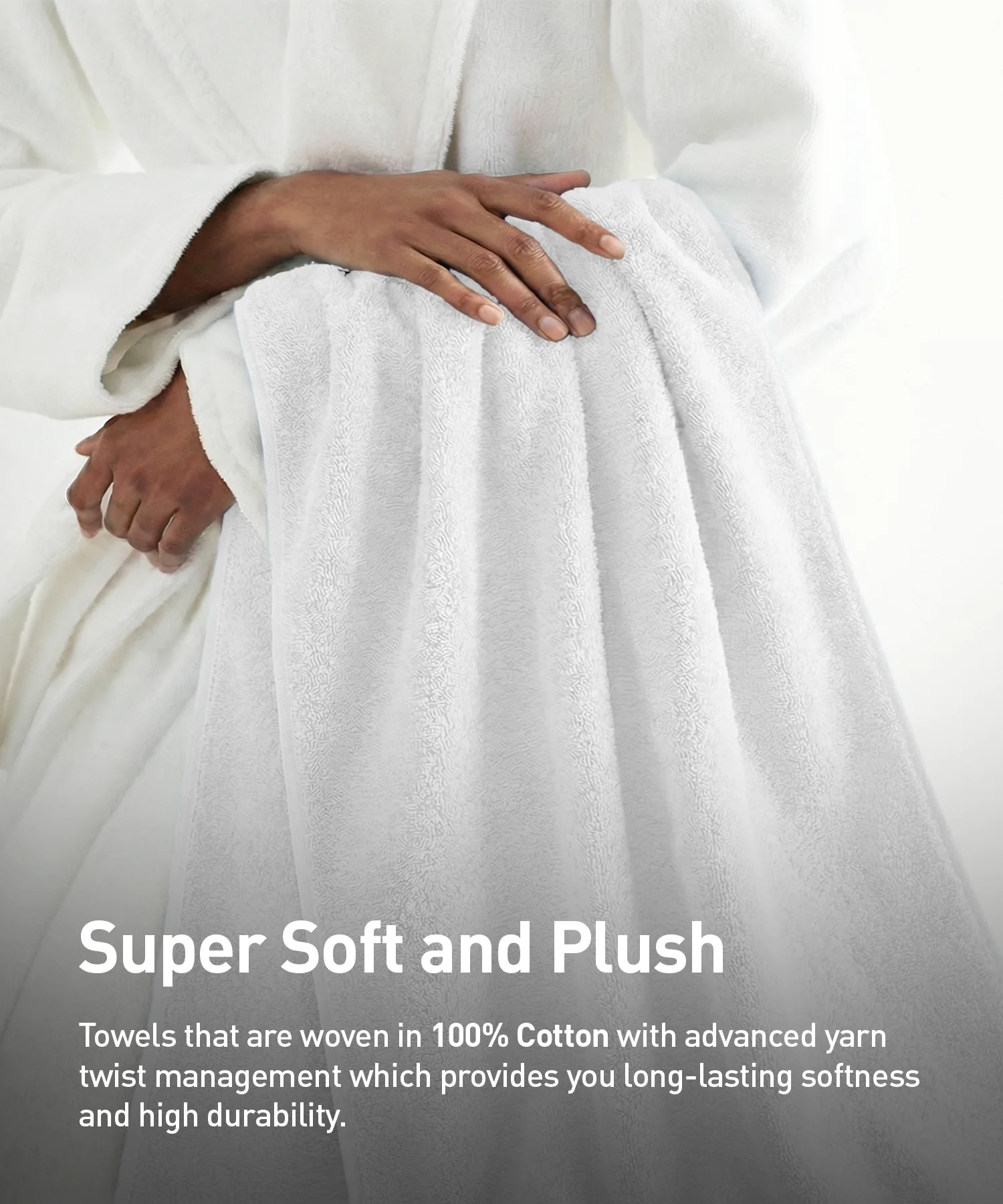 Soft Comfort 2Pc Bath Towel Set, White|509 GSM Cotton|Air Rich Technology - Image 8