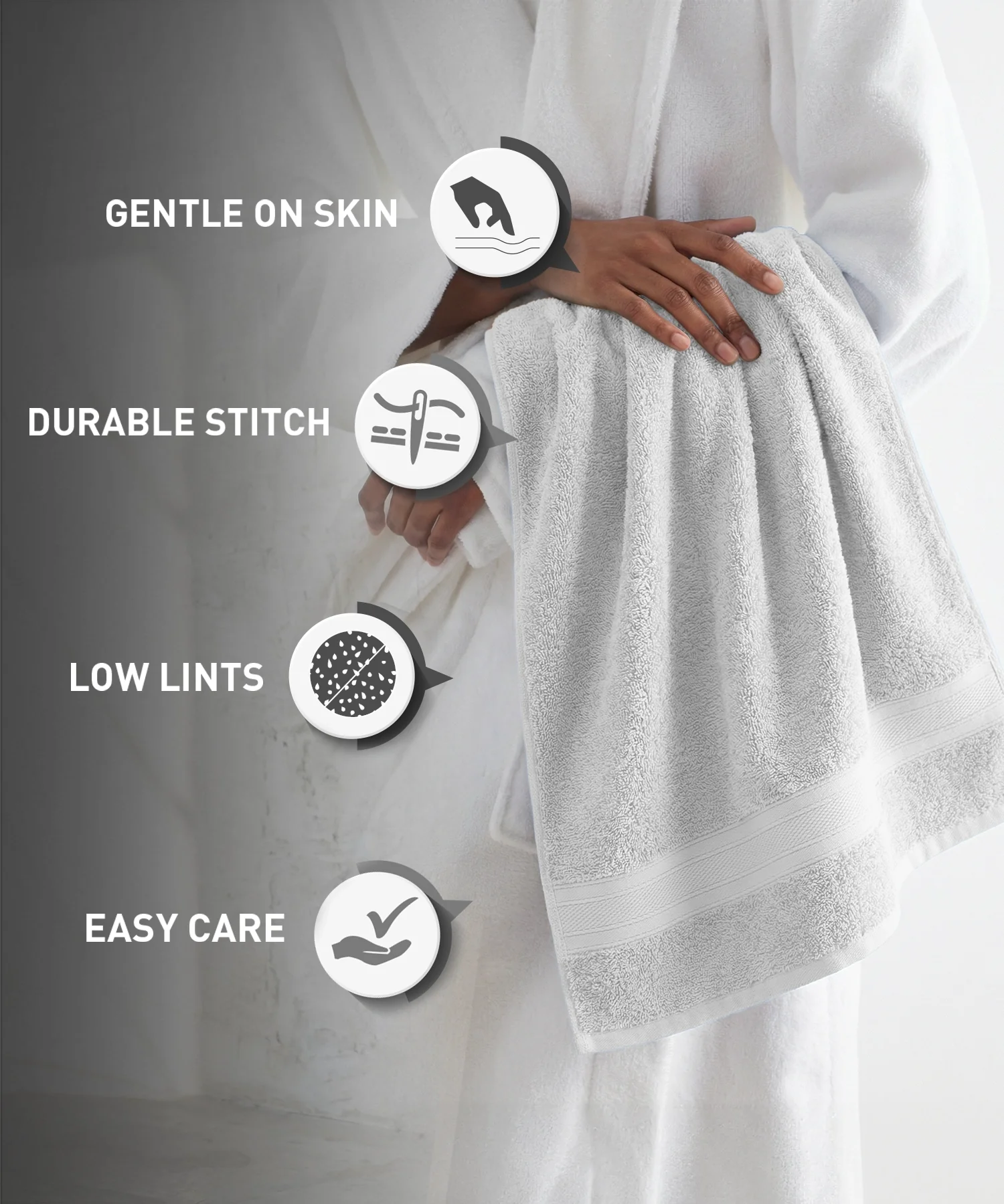 Soft Comfort 6Pc Face Towel Set, White|509 GSM Cotton|Air Rich Technology - Image 8