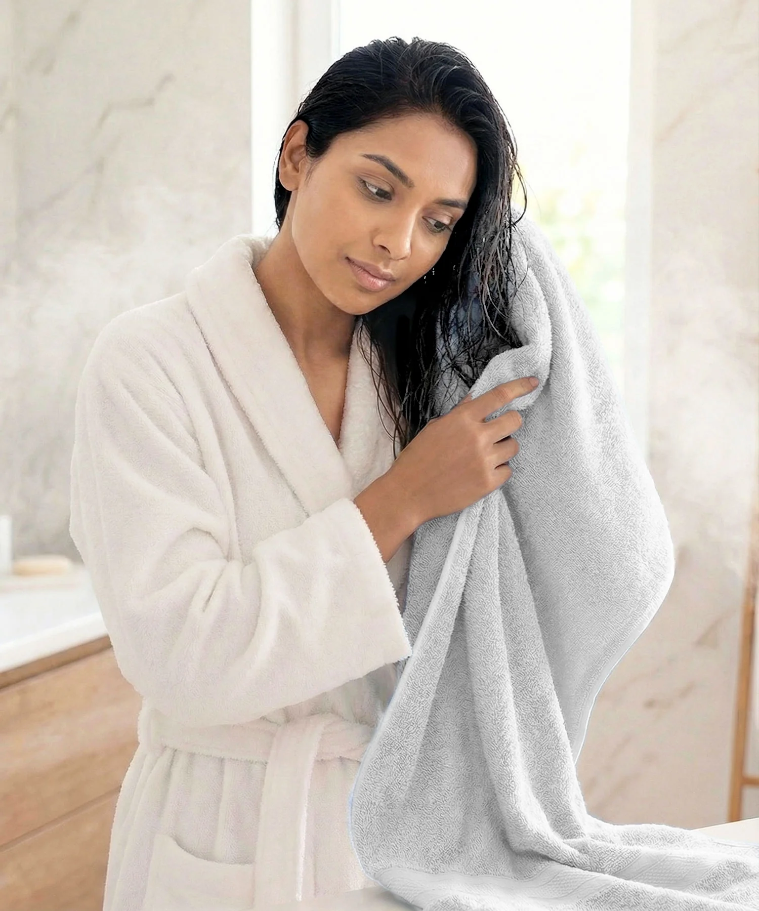 Soft Comfort 1Pc Bath Towel, White|509 GSM Cotton|Air Rich Technology - Image 2