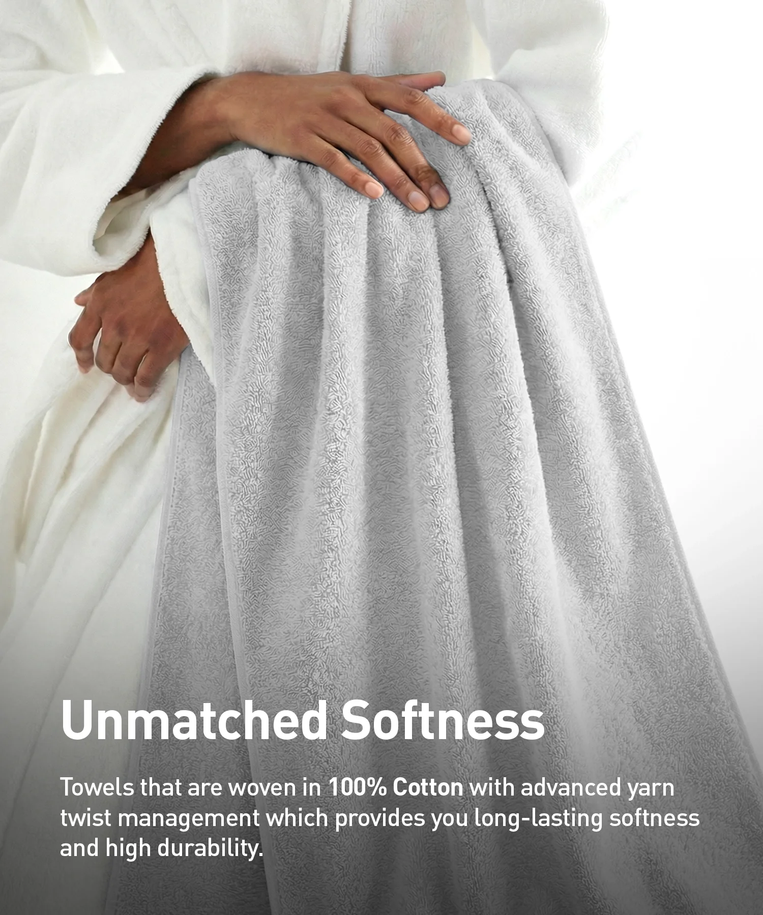 Soft Comfort 1Pc Bath Towel, White|509 GSM Cotton|Air Rich Technology - Image 7