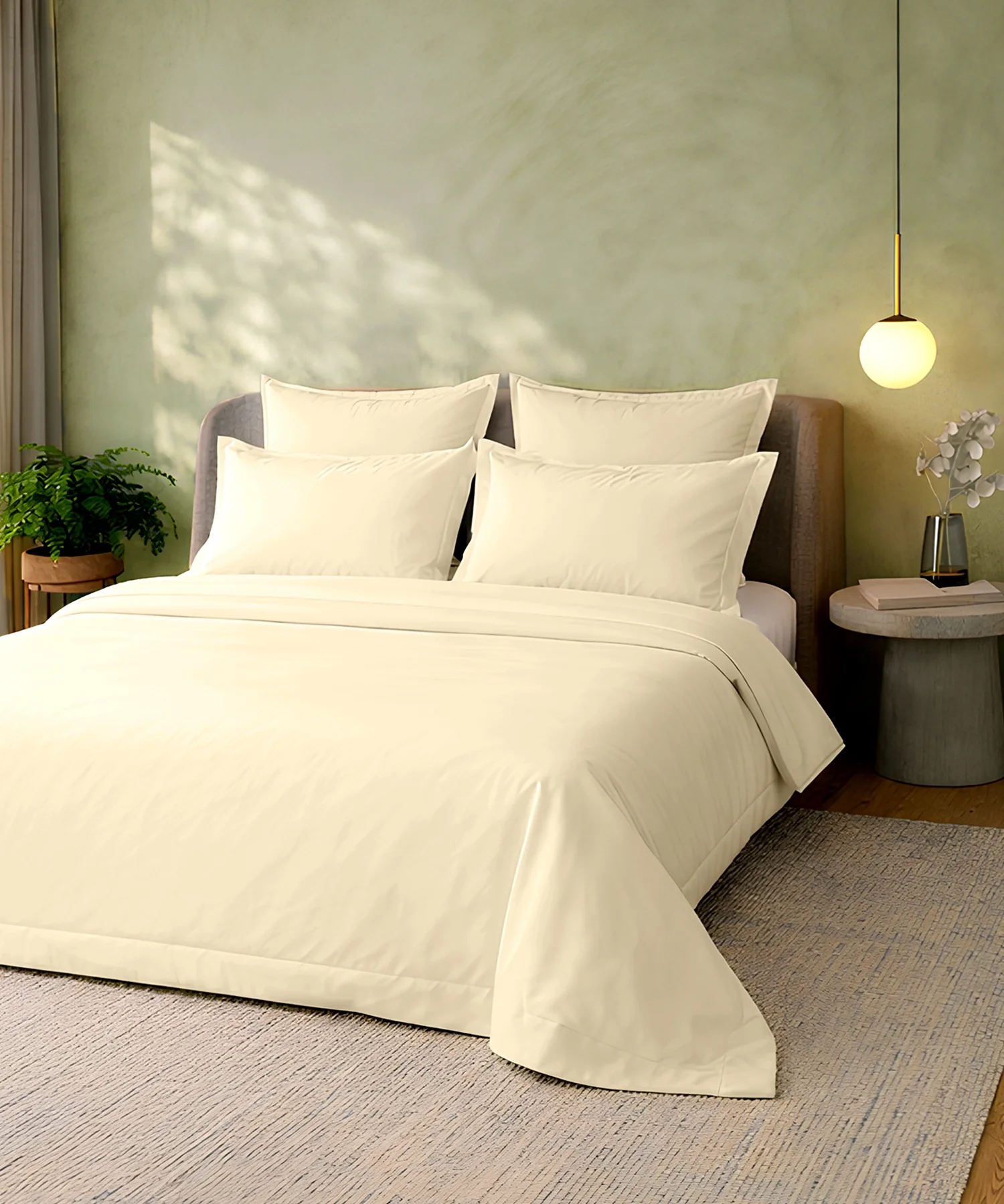 Style me Solid King Bedsheet, Lemon |180 TC Cotton|2 Pillow Covers|Solid - Image 2