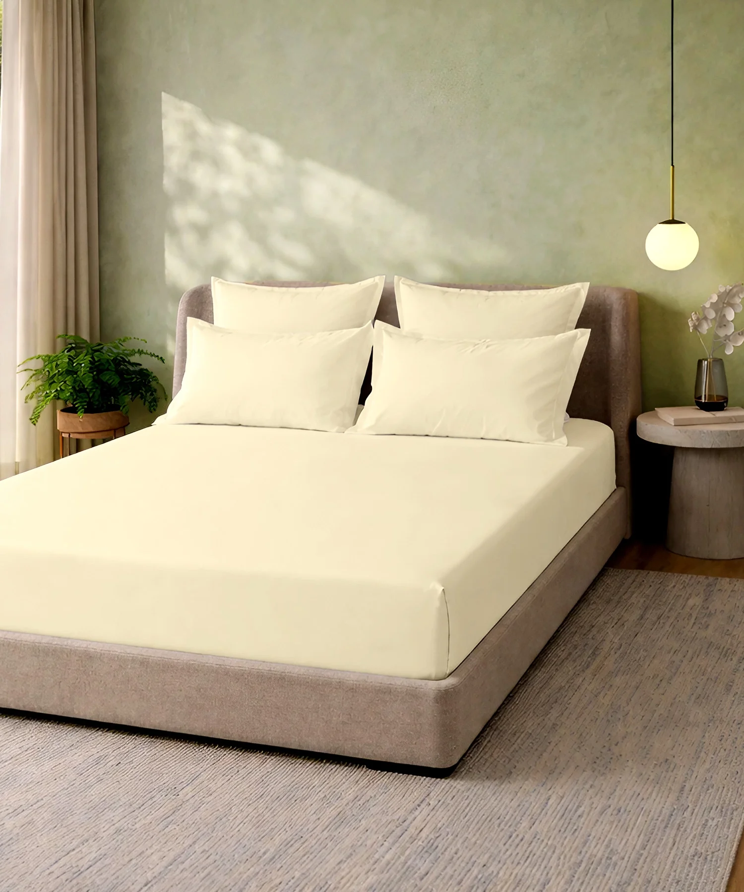 Style me Solid King Bedsheet, Lemon |180 TC Cotton|2 Pillow Covers|Solid - Image 4