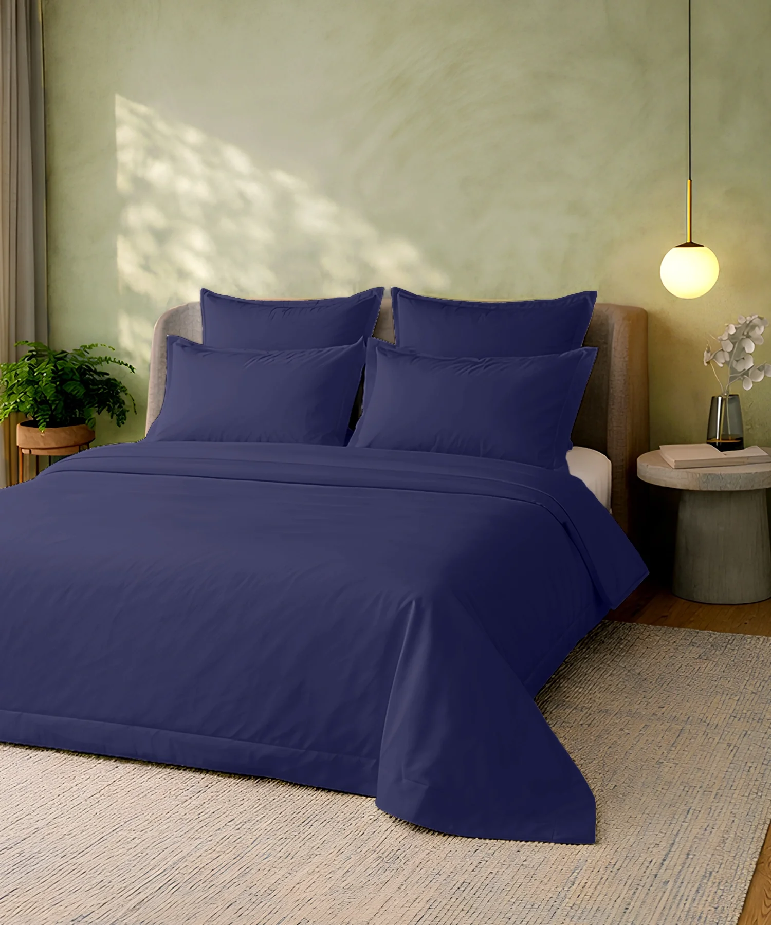 Style me Solid King Bedsheet, Navy |180 TC Cotton|2 Pillow Covers|Solid - Image 2