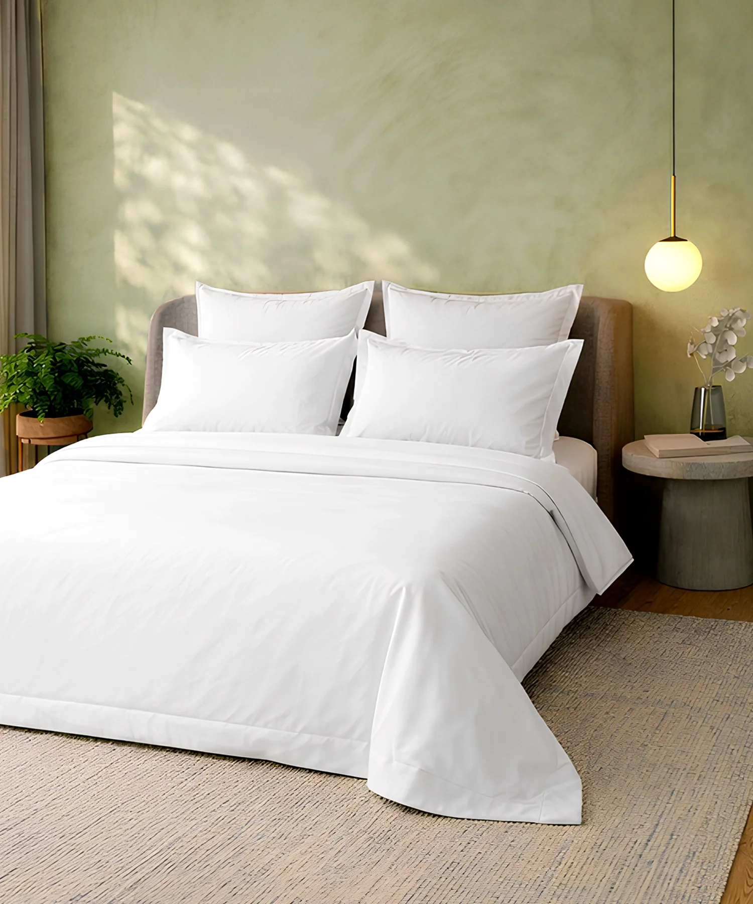 Style me Solid King Bedsheet, White |180 TC Cotton|2 Pillow Covers|Solid - Image 2