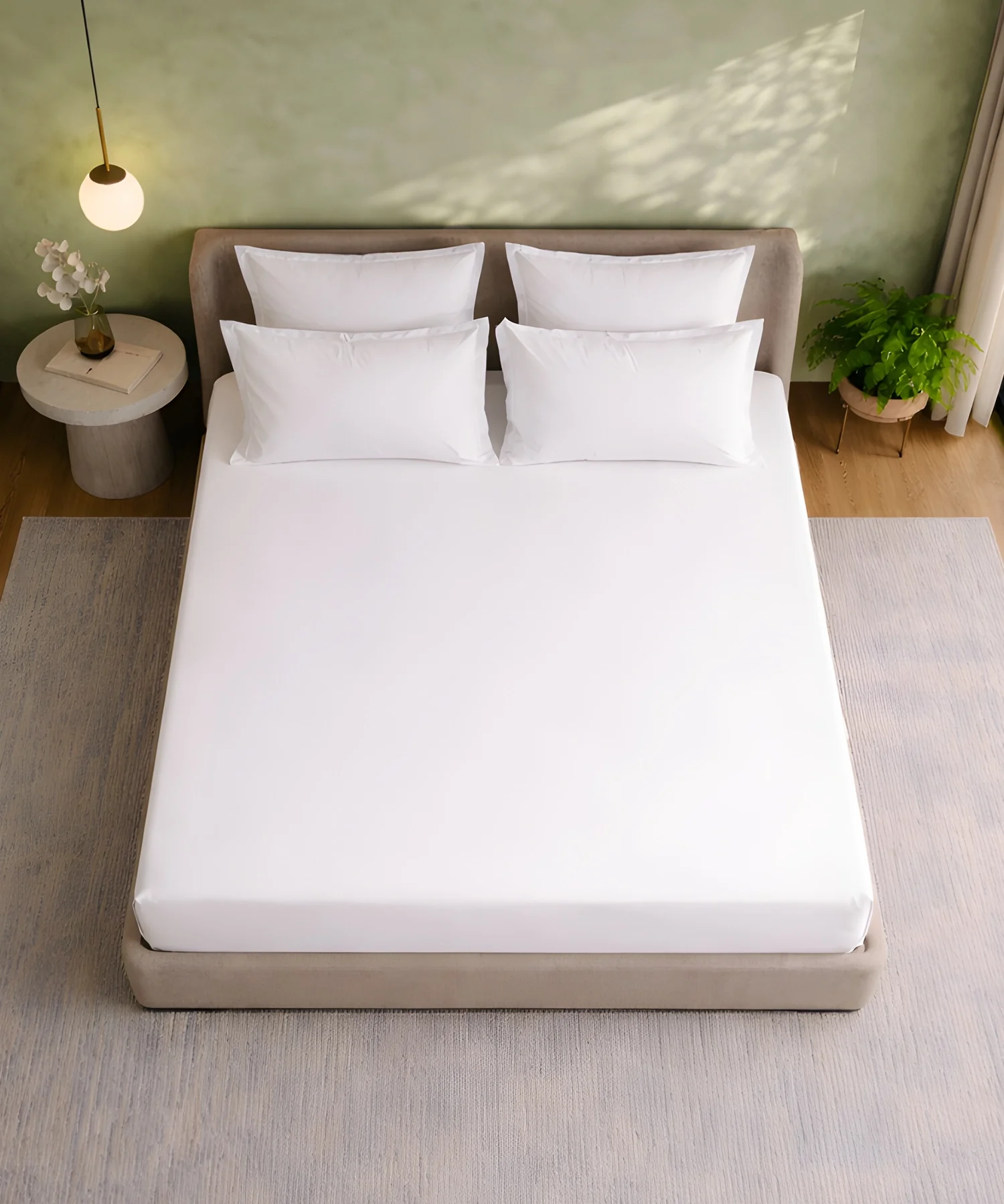 Style me Solid King Bedsheet, White |180 TC Cotton|2 Pillow Covers|Solid - Image 3