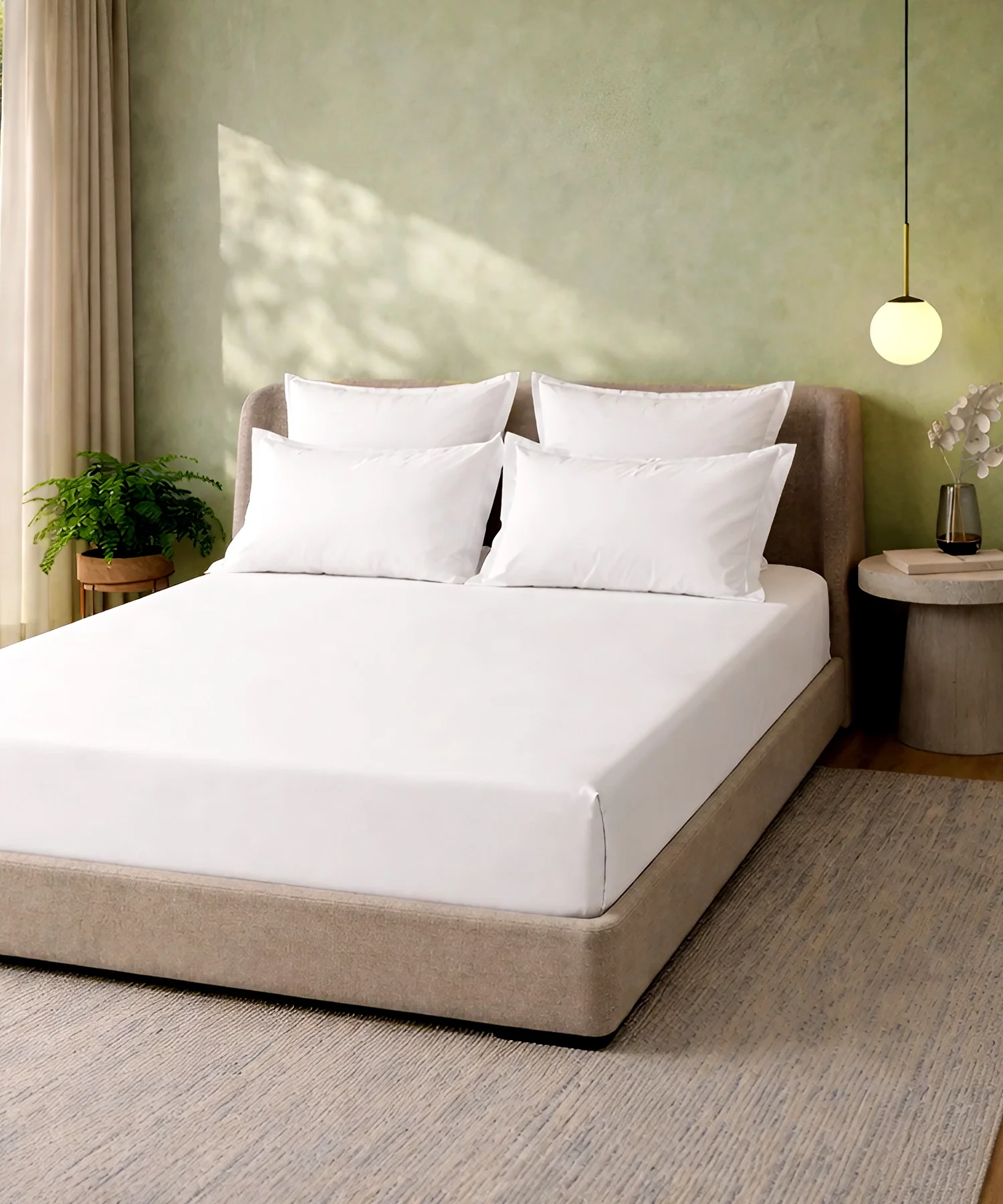 Style me Solid King Bedsheet, White |180 TC Cotton|2 Pillow Covers|Solid - Image 4